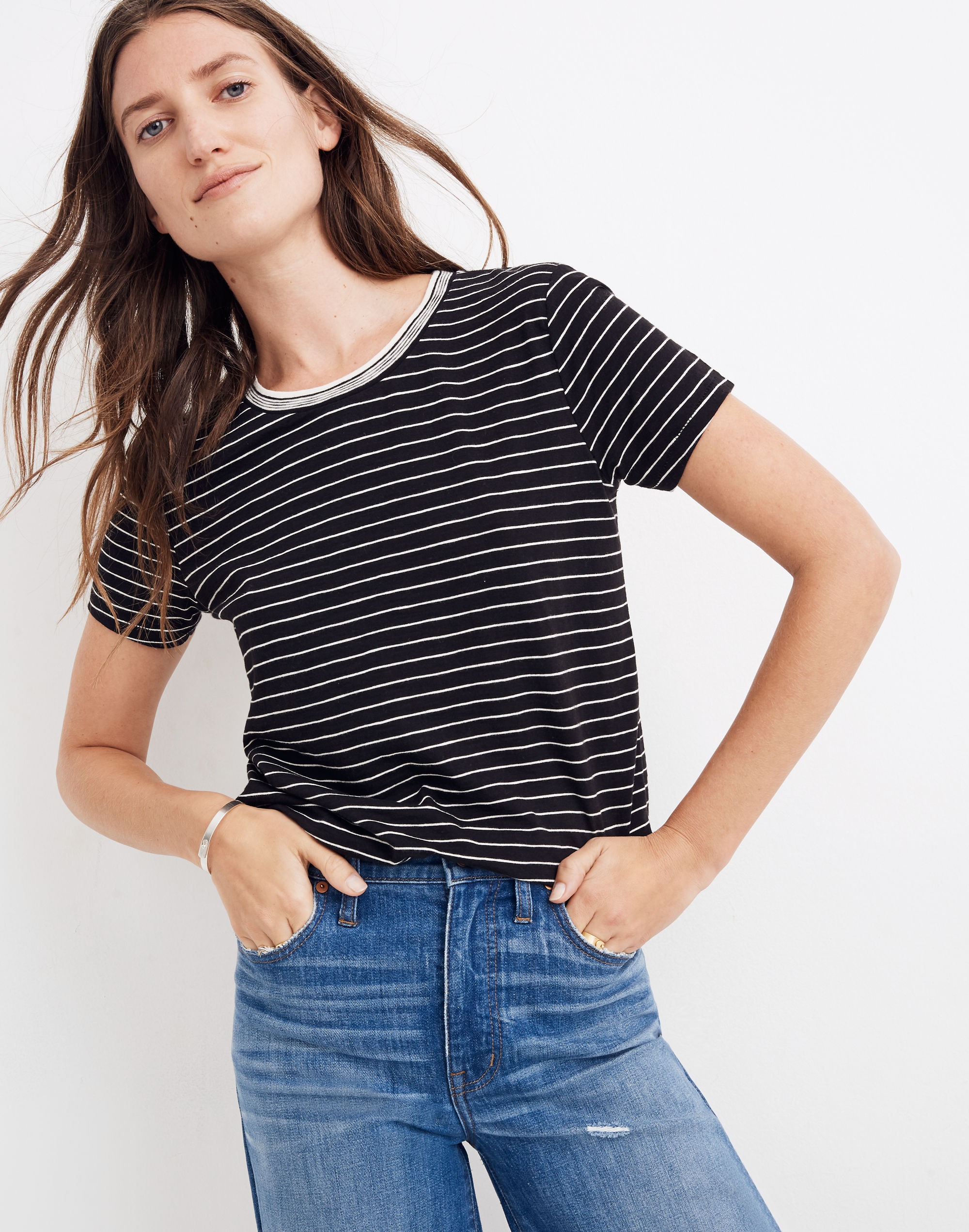 whisper cotton ringer tee in jessie stripe