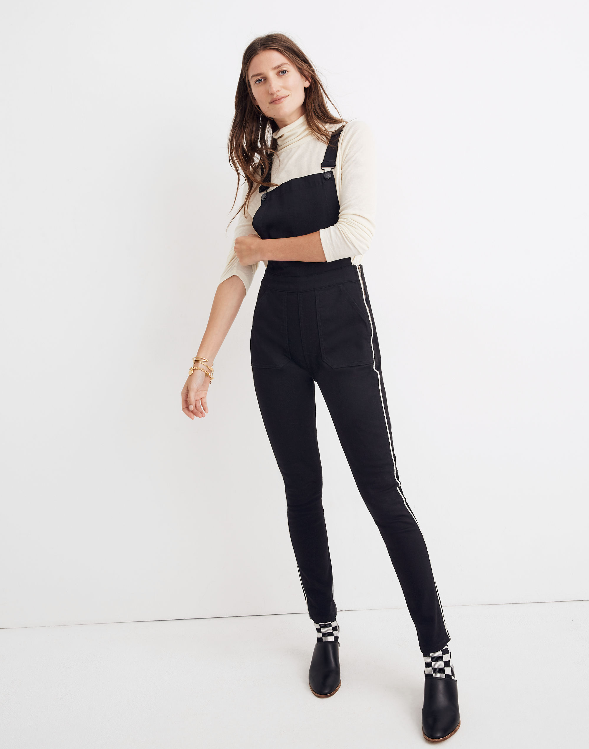 Skinny Overalls: Metallic Piping Edition