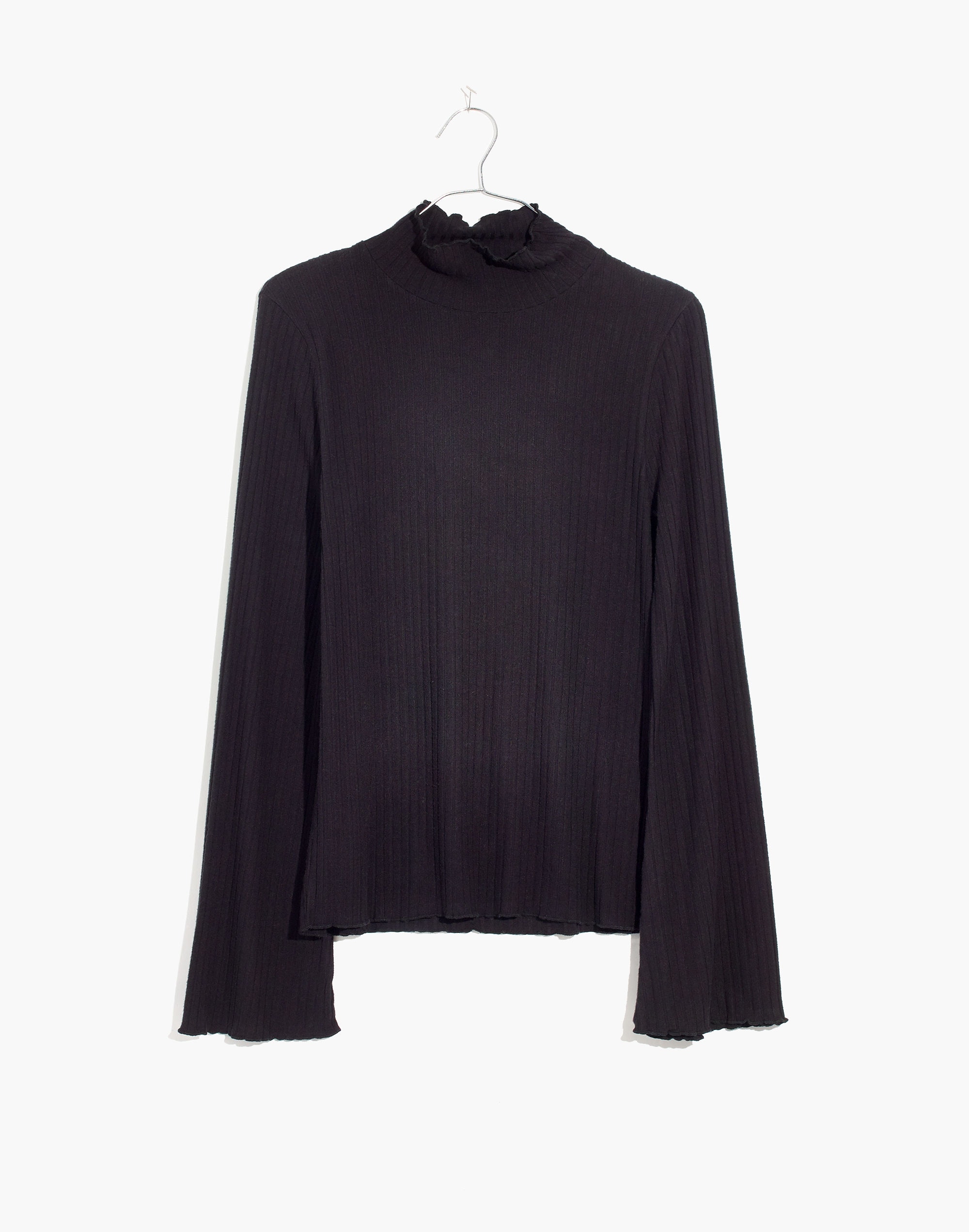 Ruffle-Edge Turtleneck Top