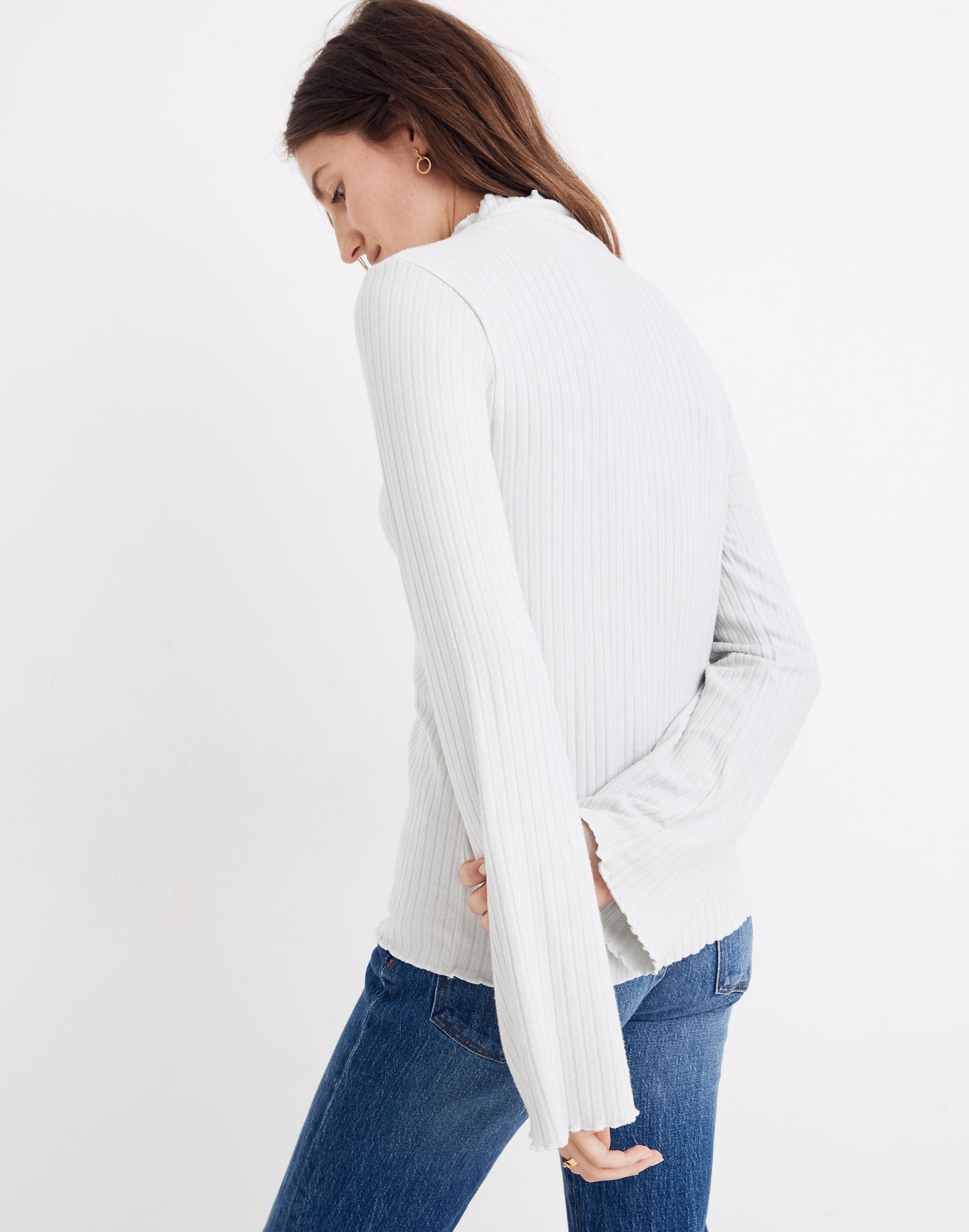 Ruffle-Edge Turtleneck Top