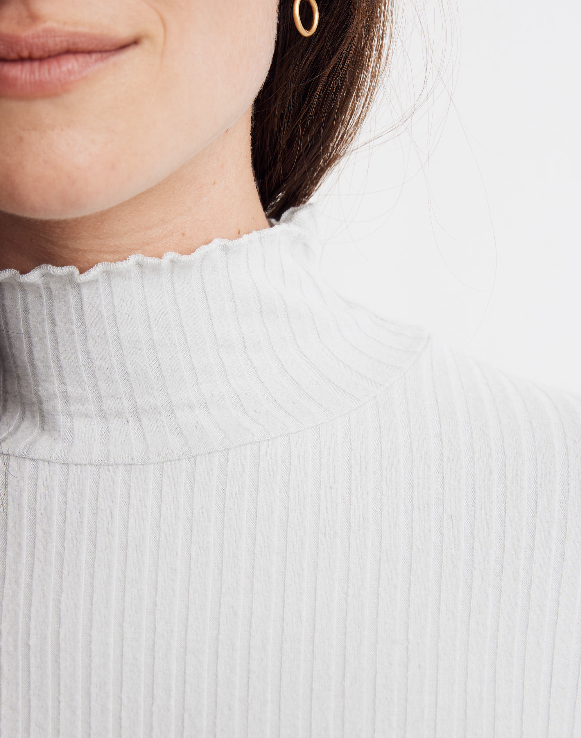 Ruffle-Edge Turtleneck Top