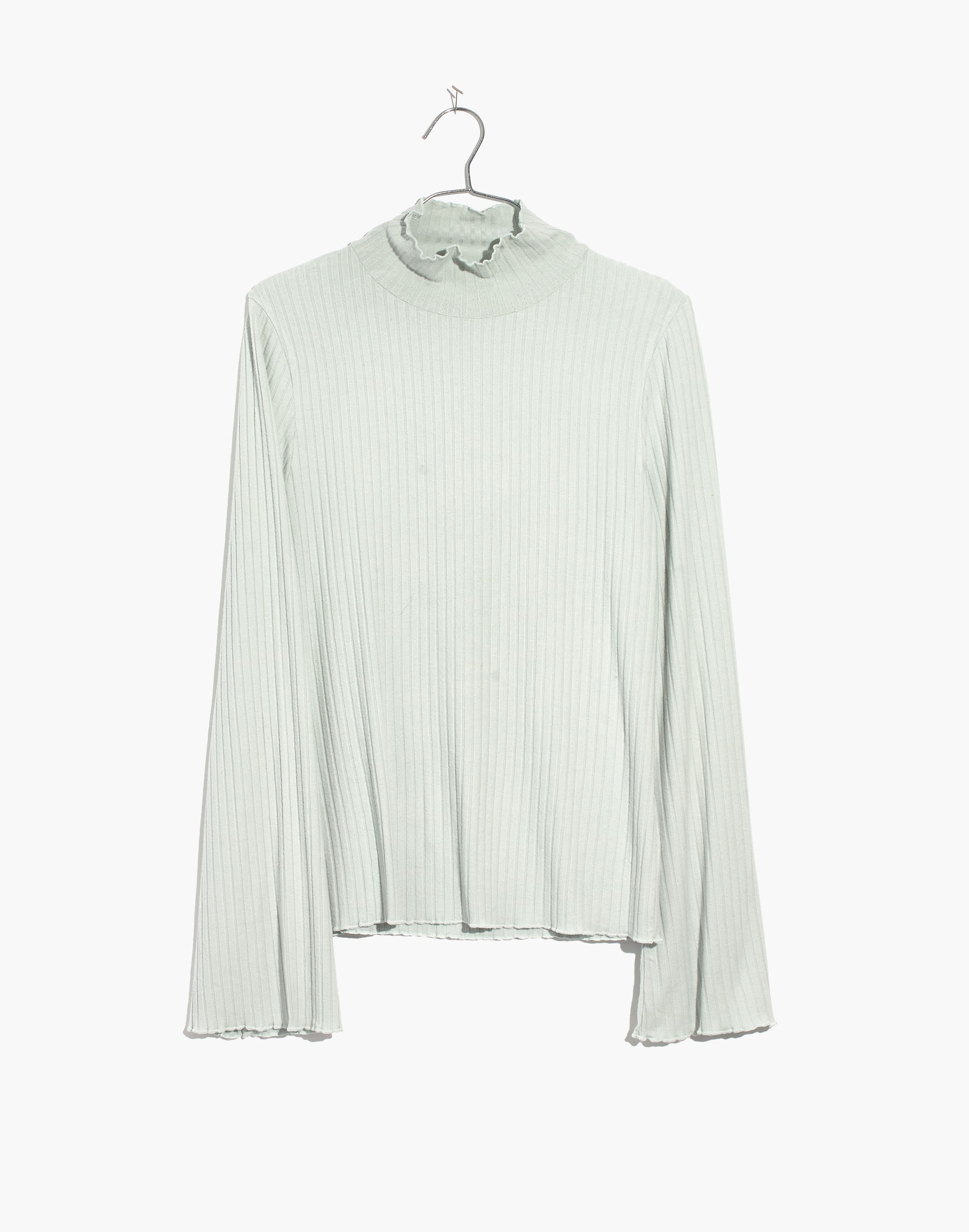 Ruffle-Edge Turtleneck Top