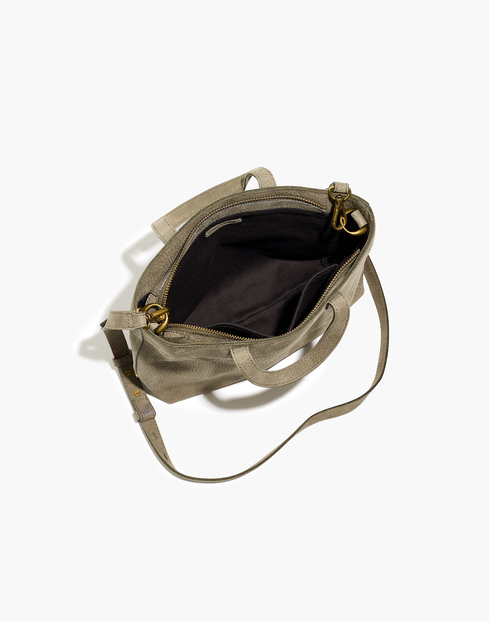 The Zip-Top Transport Crossbody in Nubuck Leather