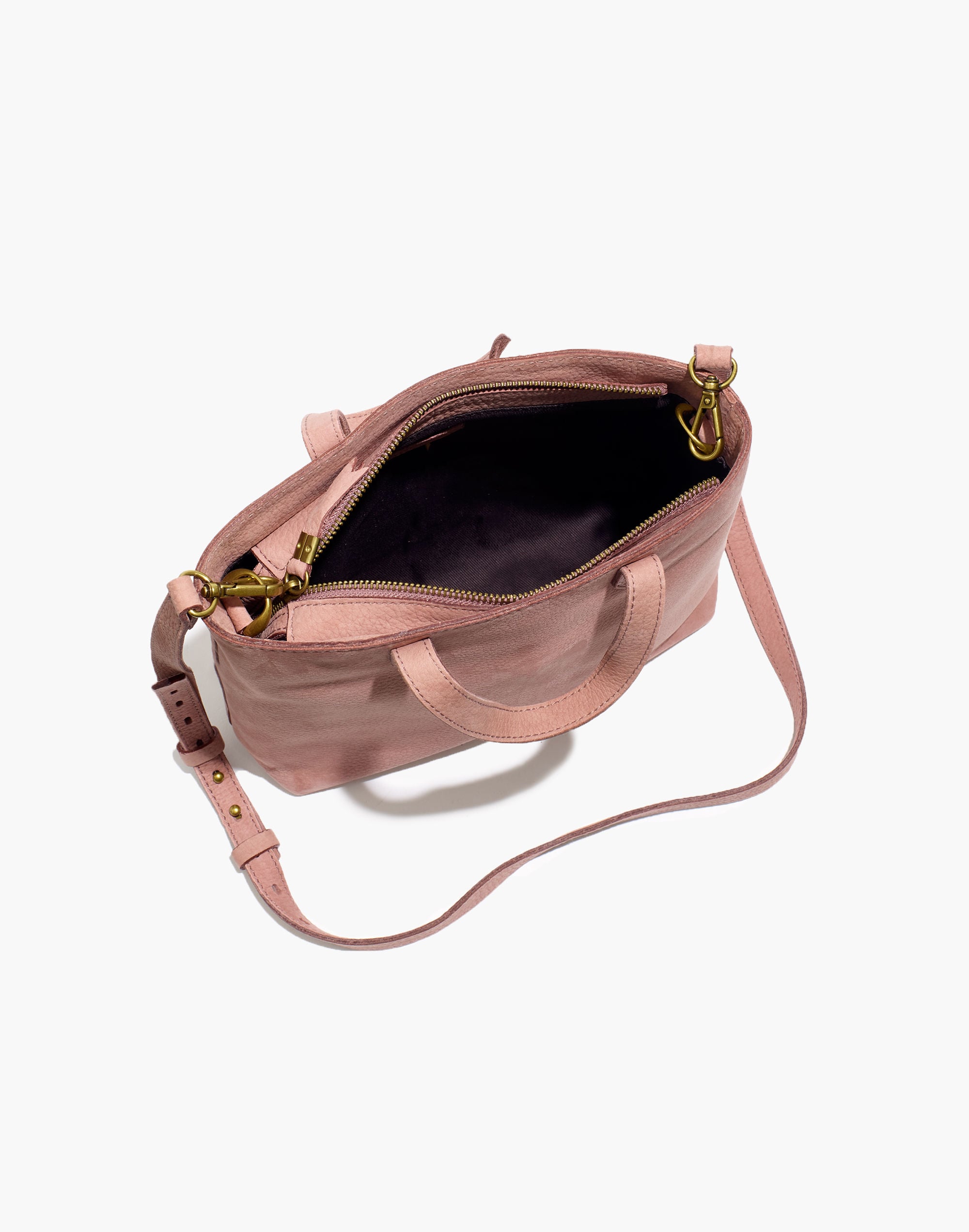 The Zip-Top Transport Crossbody in Nubuck Leather