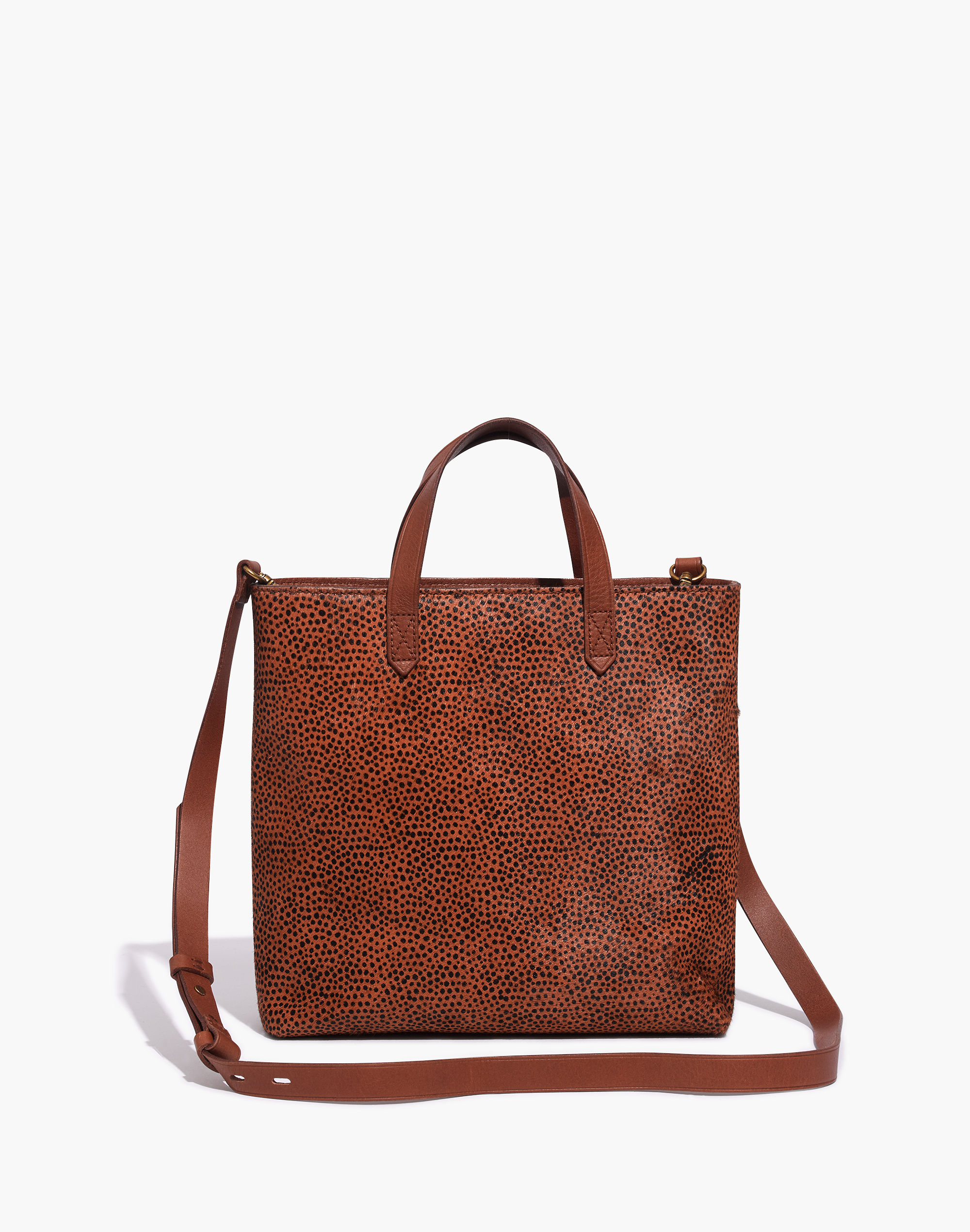 The Zip-Top Transport Crossbody in Spotted Calf Hair