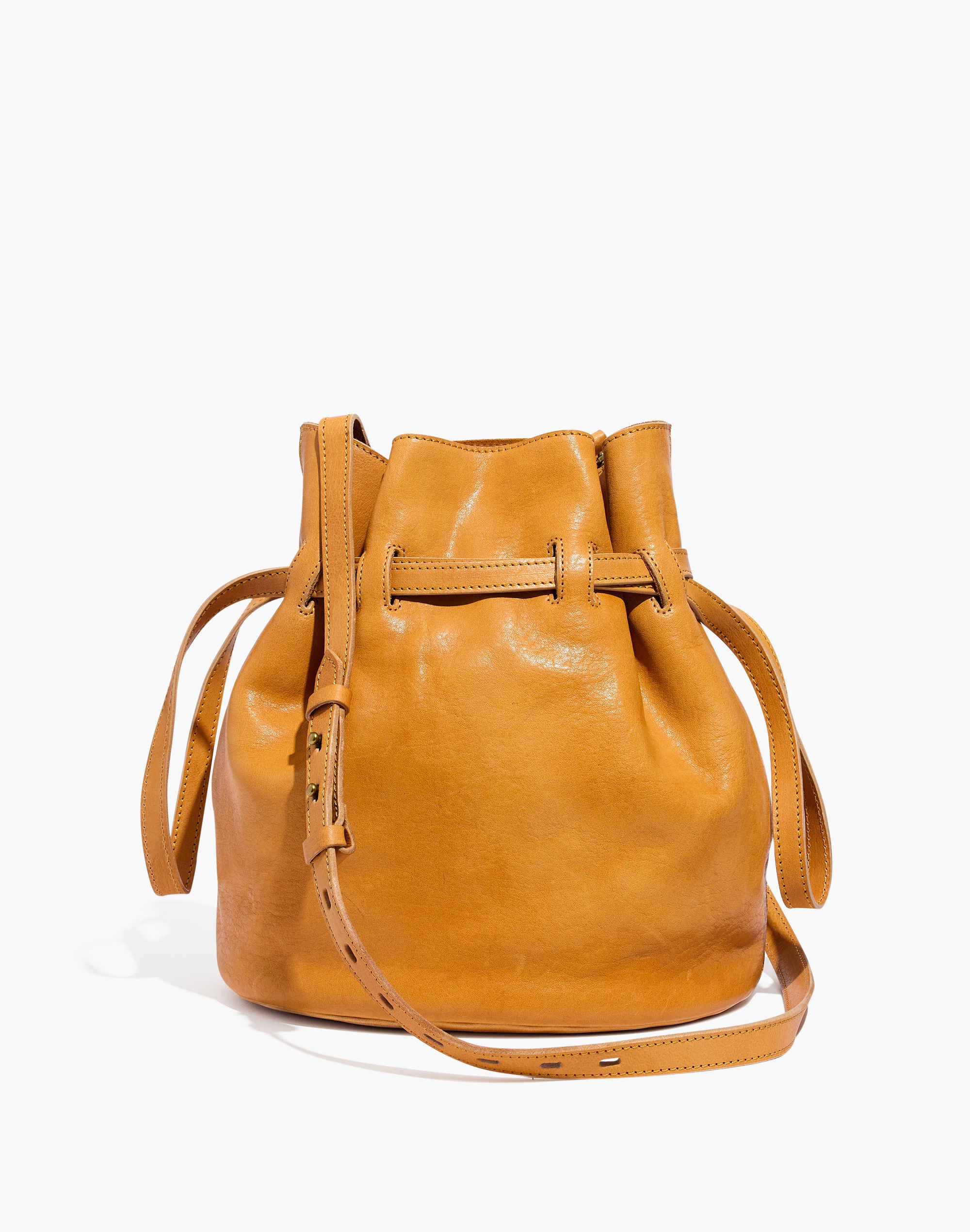 The Florence Drawstring Bucket Bag in Leather