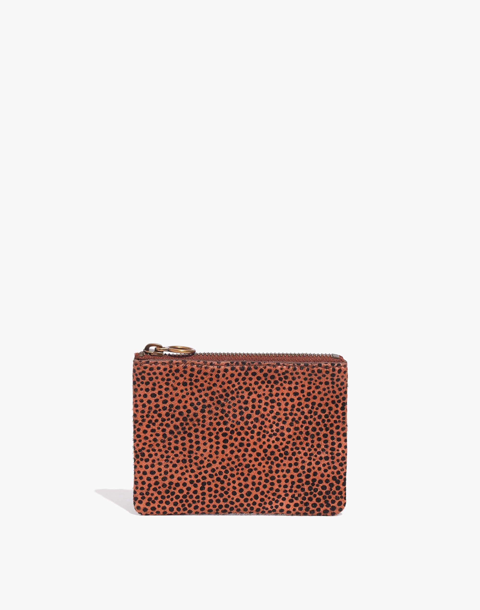 the leather pouch wallet in spotted calf hair