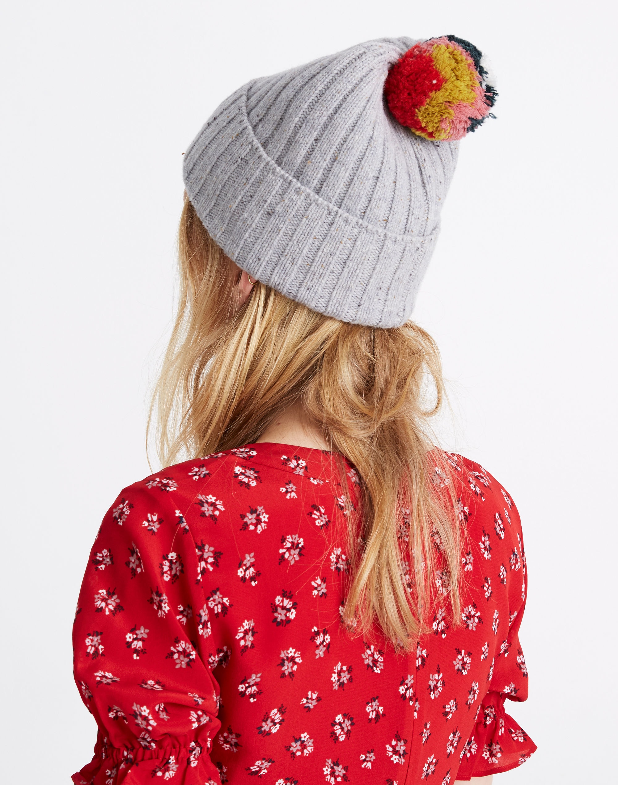 Rainbow Pom-Pom Beanie