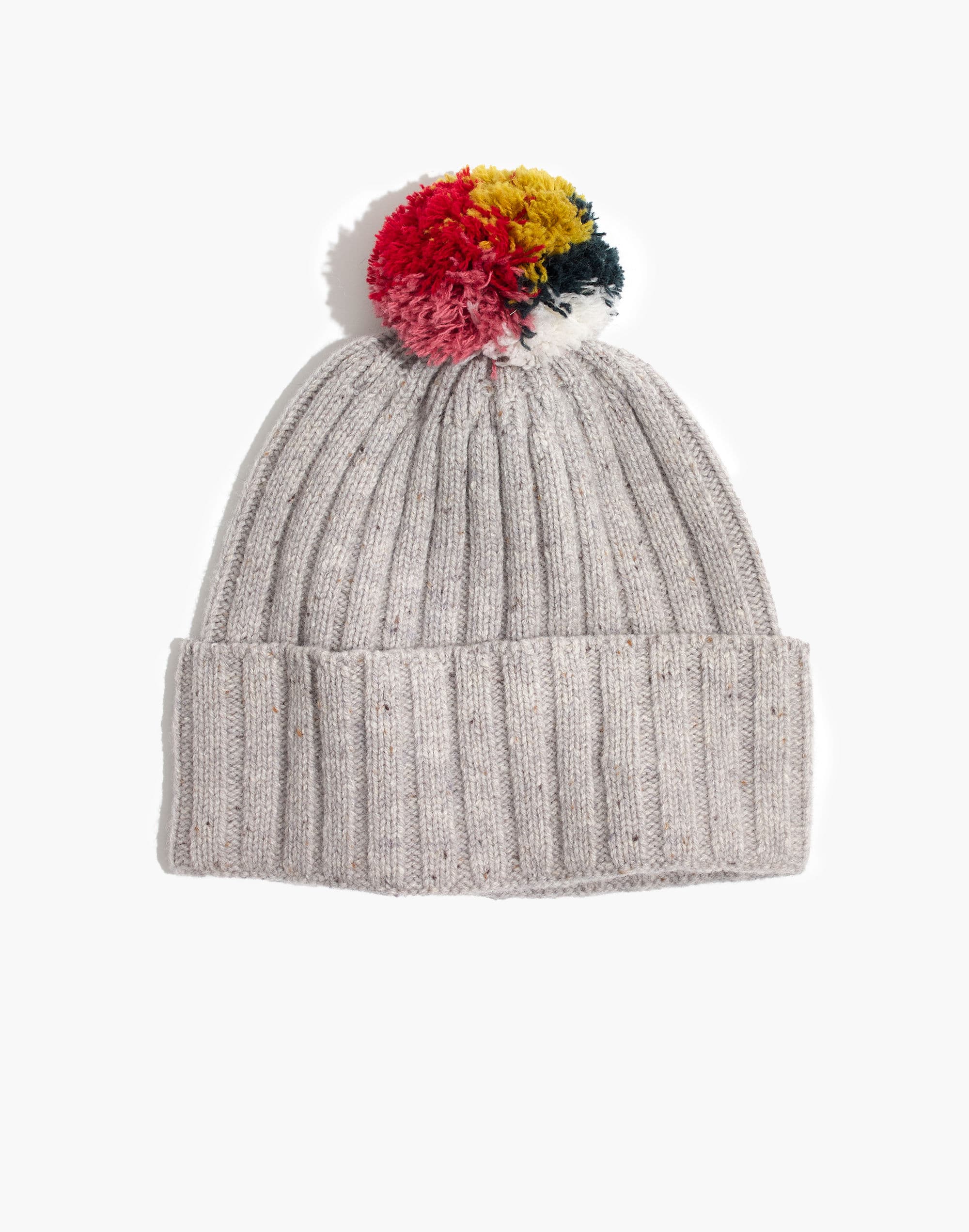 rainbow pom-pom beanie
