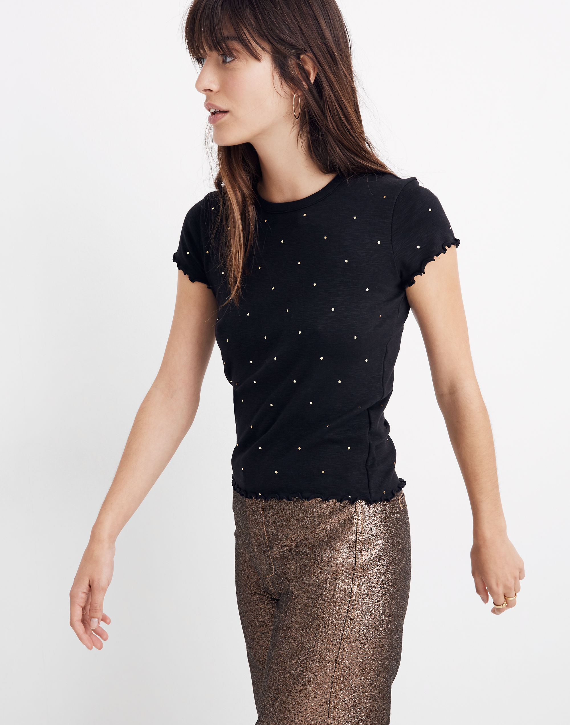 Baby Tee in Metallic Dot