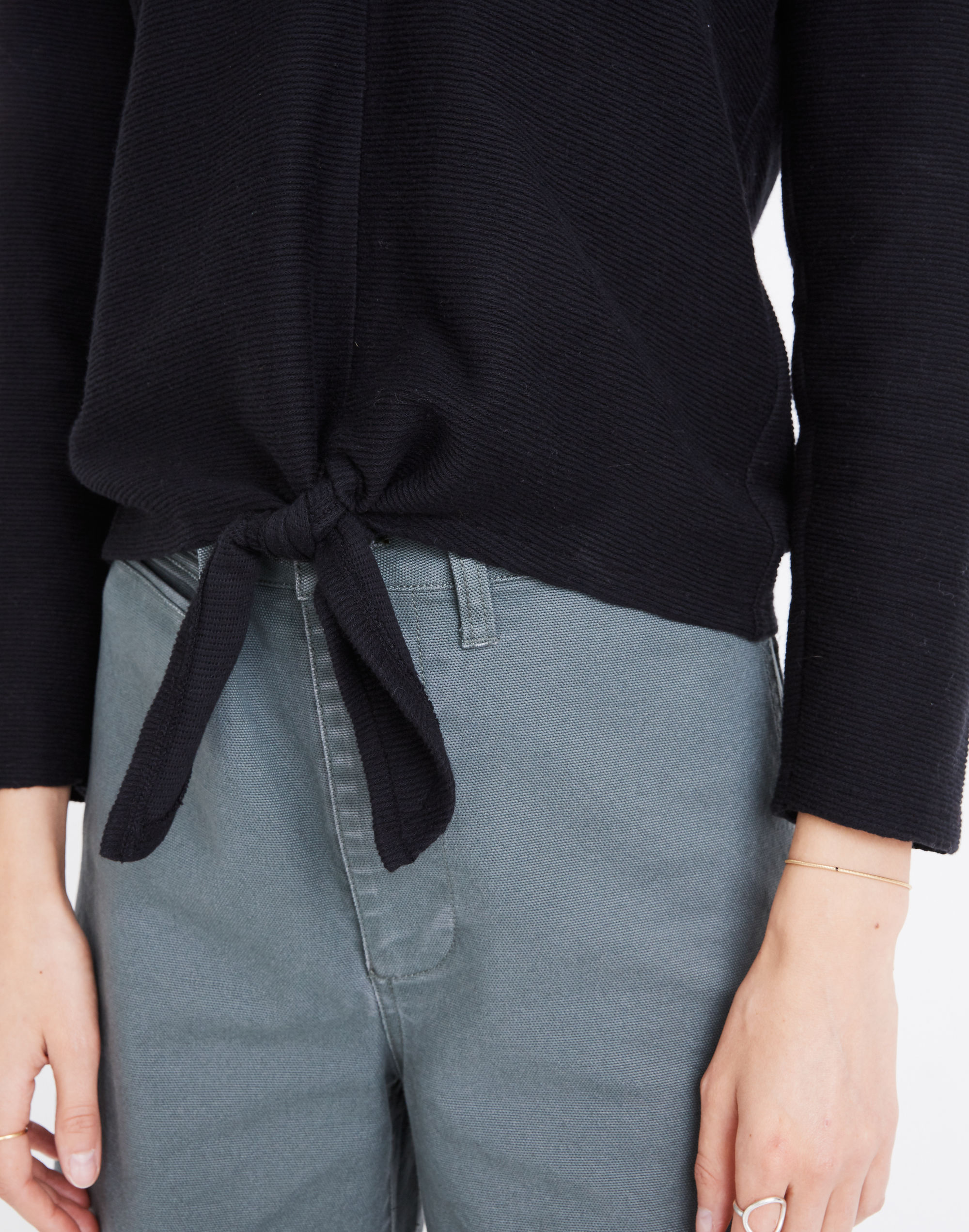 Texture &amp; Thread Long-Sleeve Tie-Front Top