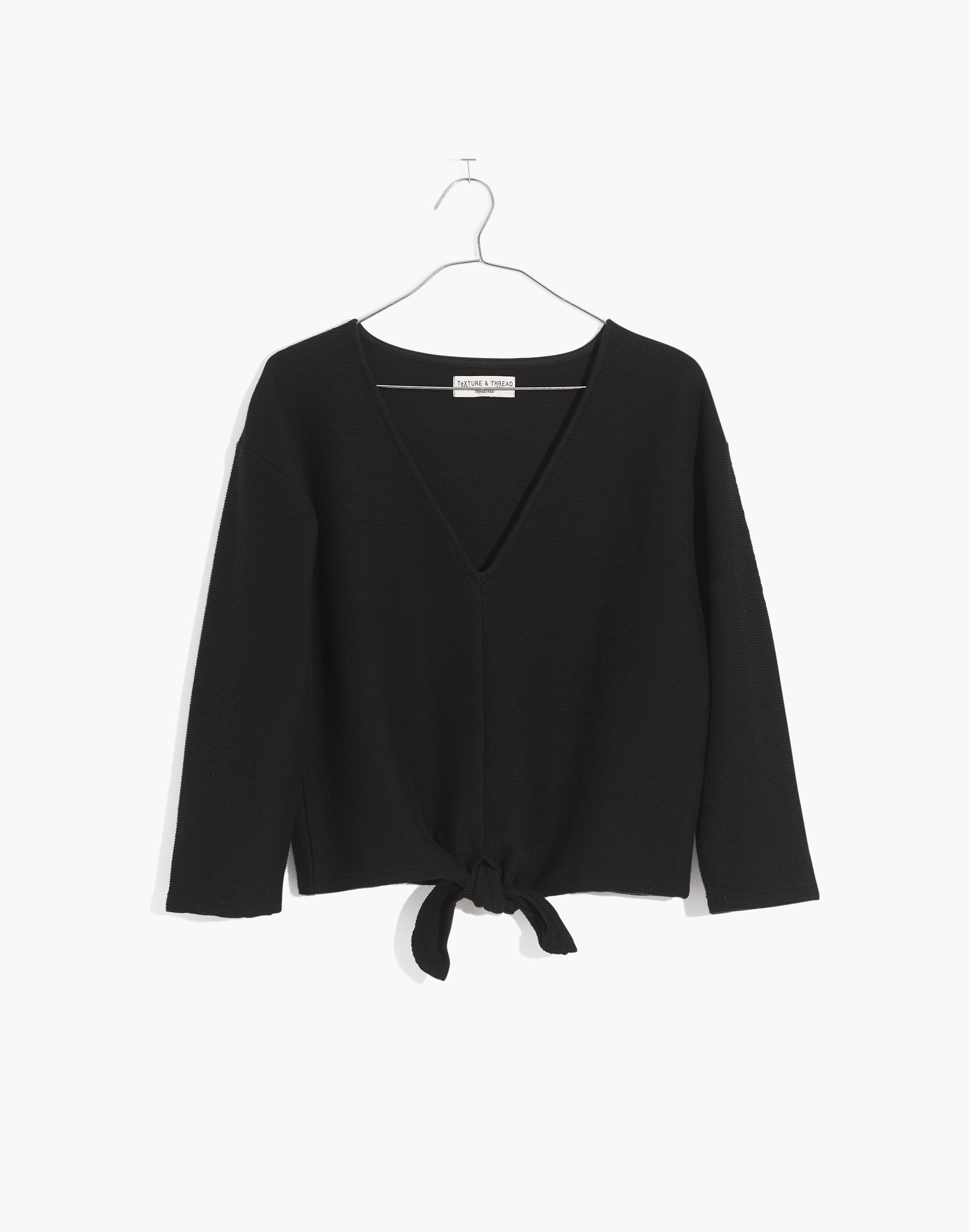 Texture &amp; Thread Long-Sleeve Tie-Front Top