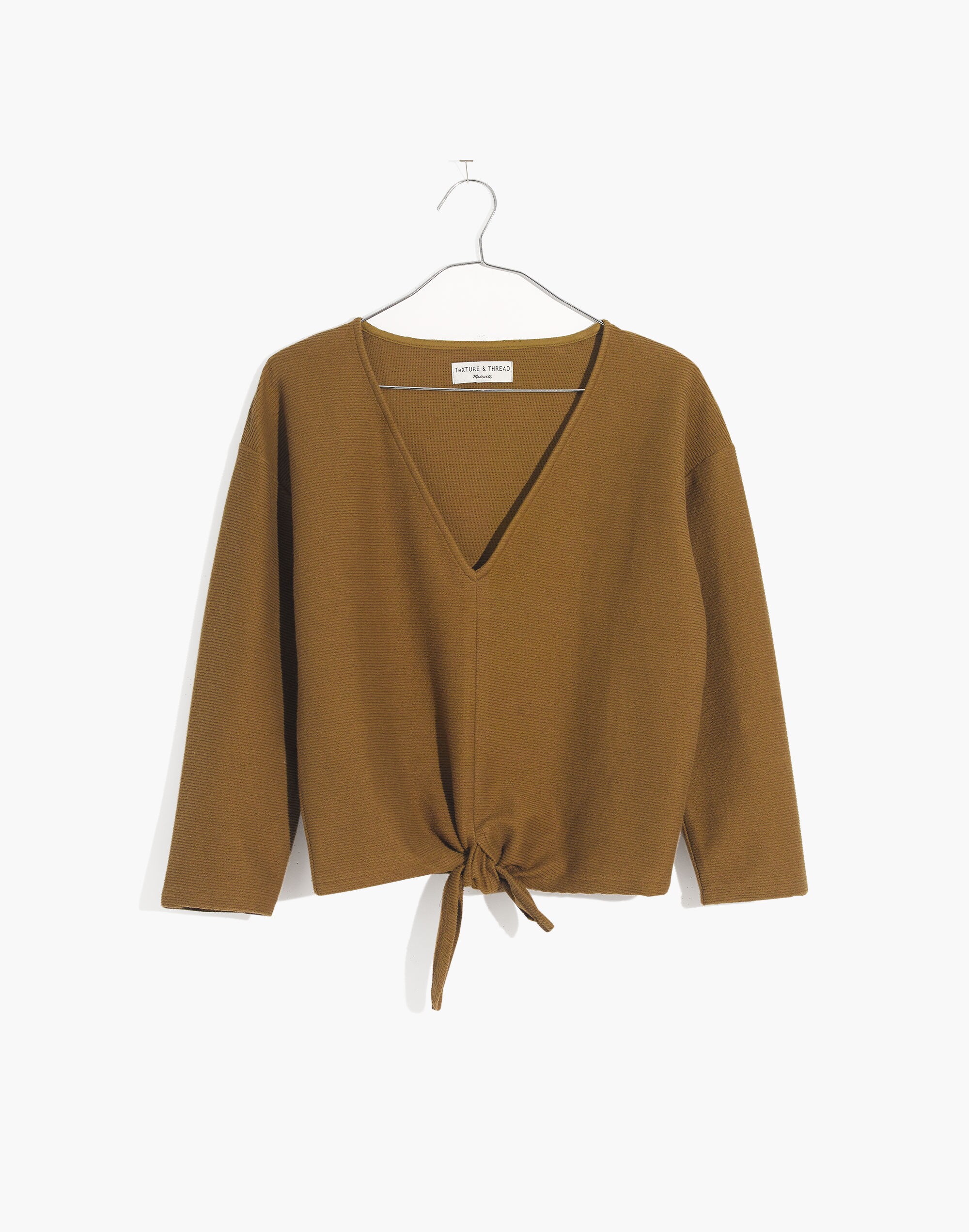 Texture &amp; Thread Long-Sleeve Tie-Front Top