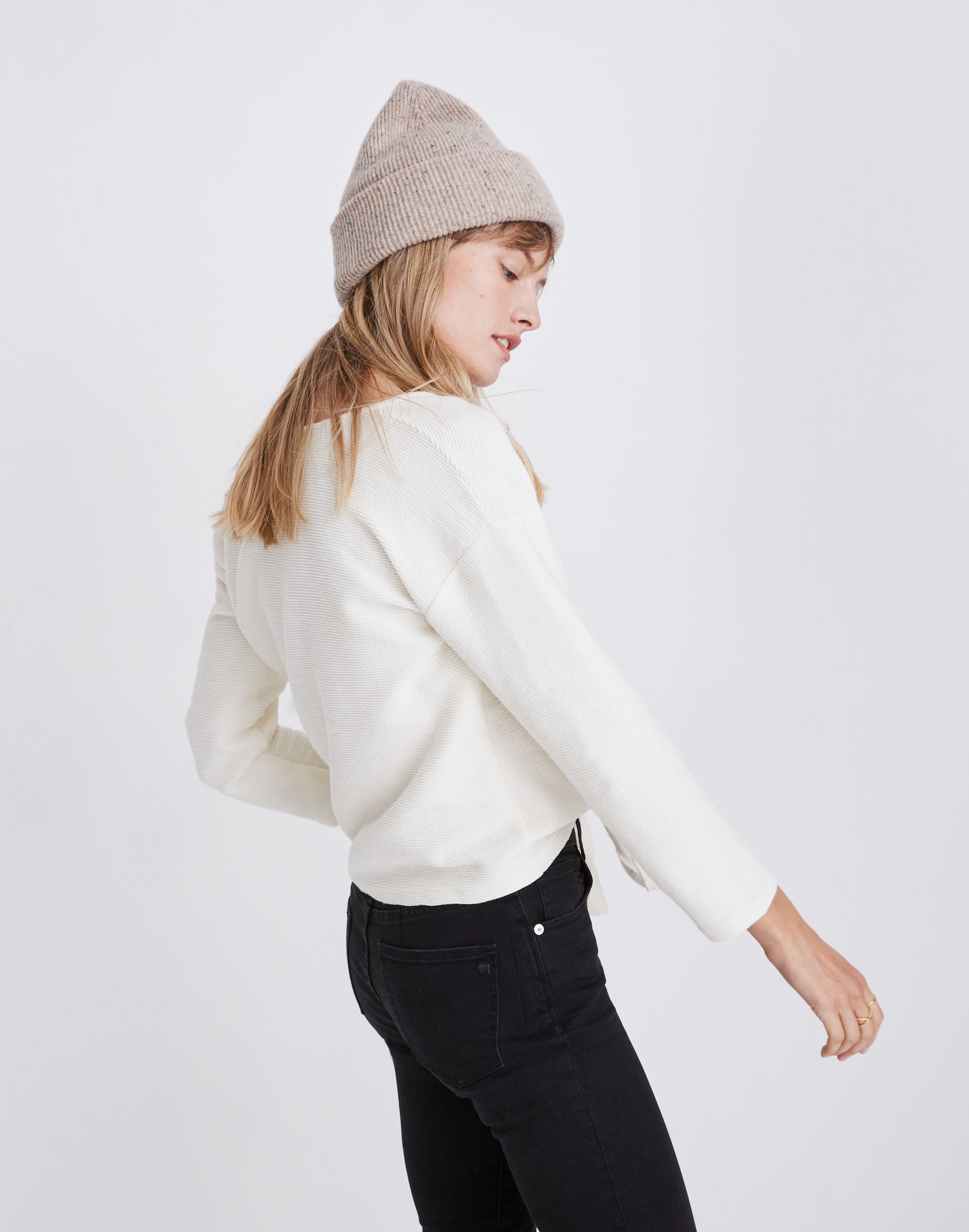 Texture &amp; Thread Long-Sleeve Tie-Front Top