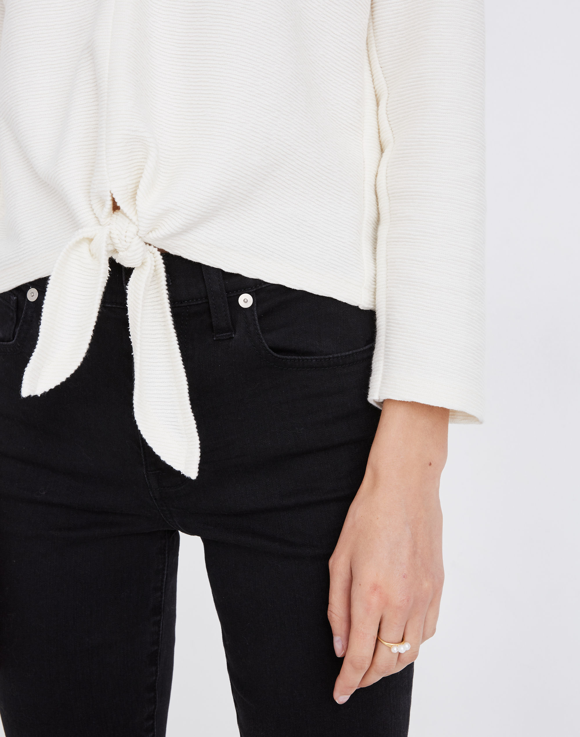 Texture &amp; Thread Long-Sleeve Tie-Front Top