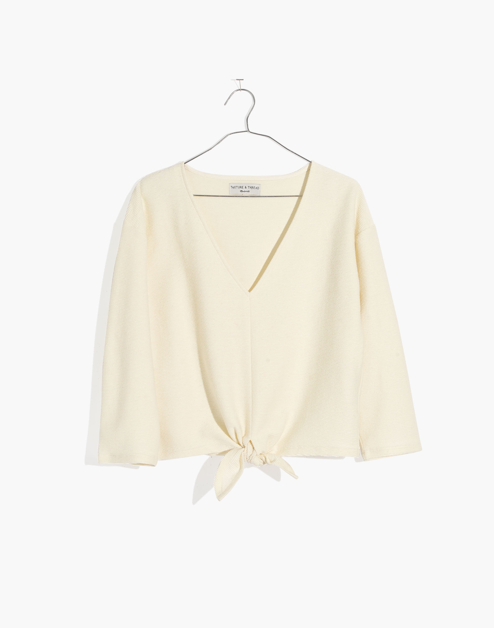 Texture &amp; Thread Long-Sleeve Tie-Front Top