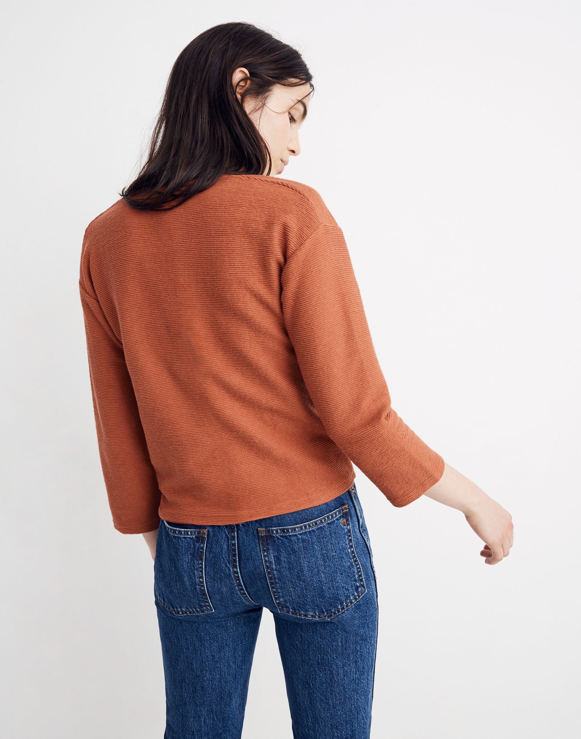 Texture &amp; Thread Long-Sleeve Tie-Front Top