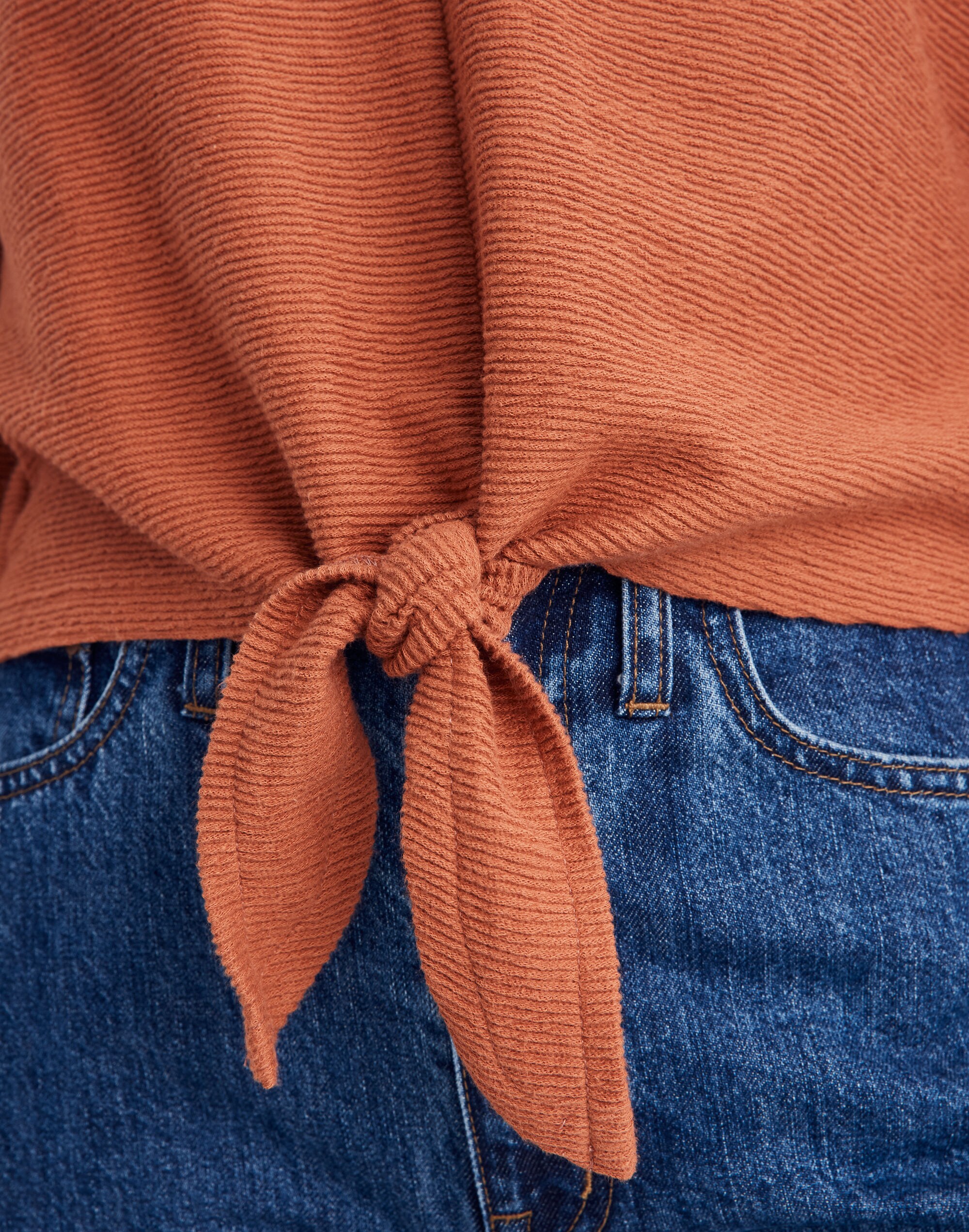 Texture &amp; Thread Long-Sleeve Tie-Front Top