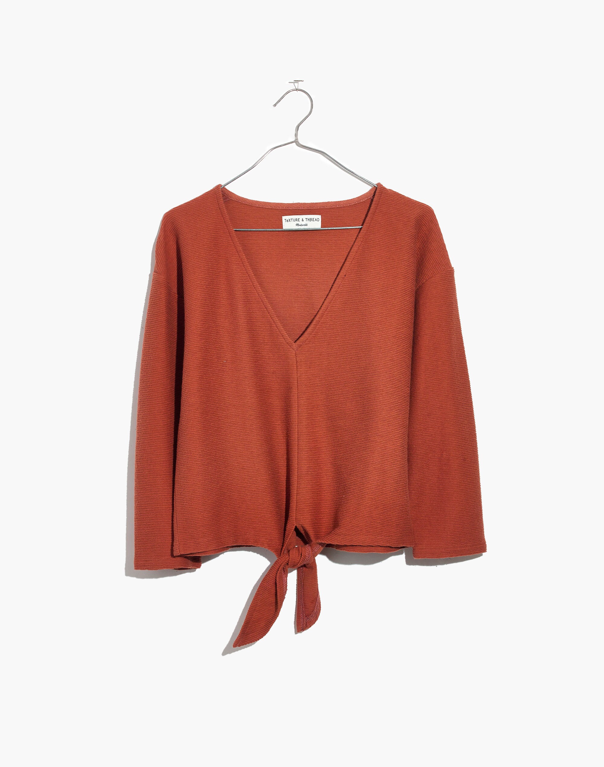 Texture &amp; Thread Long-Sleeve Tie-Front Top