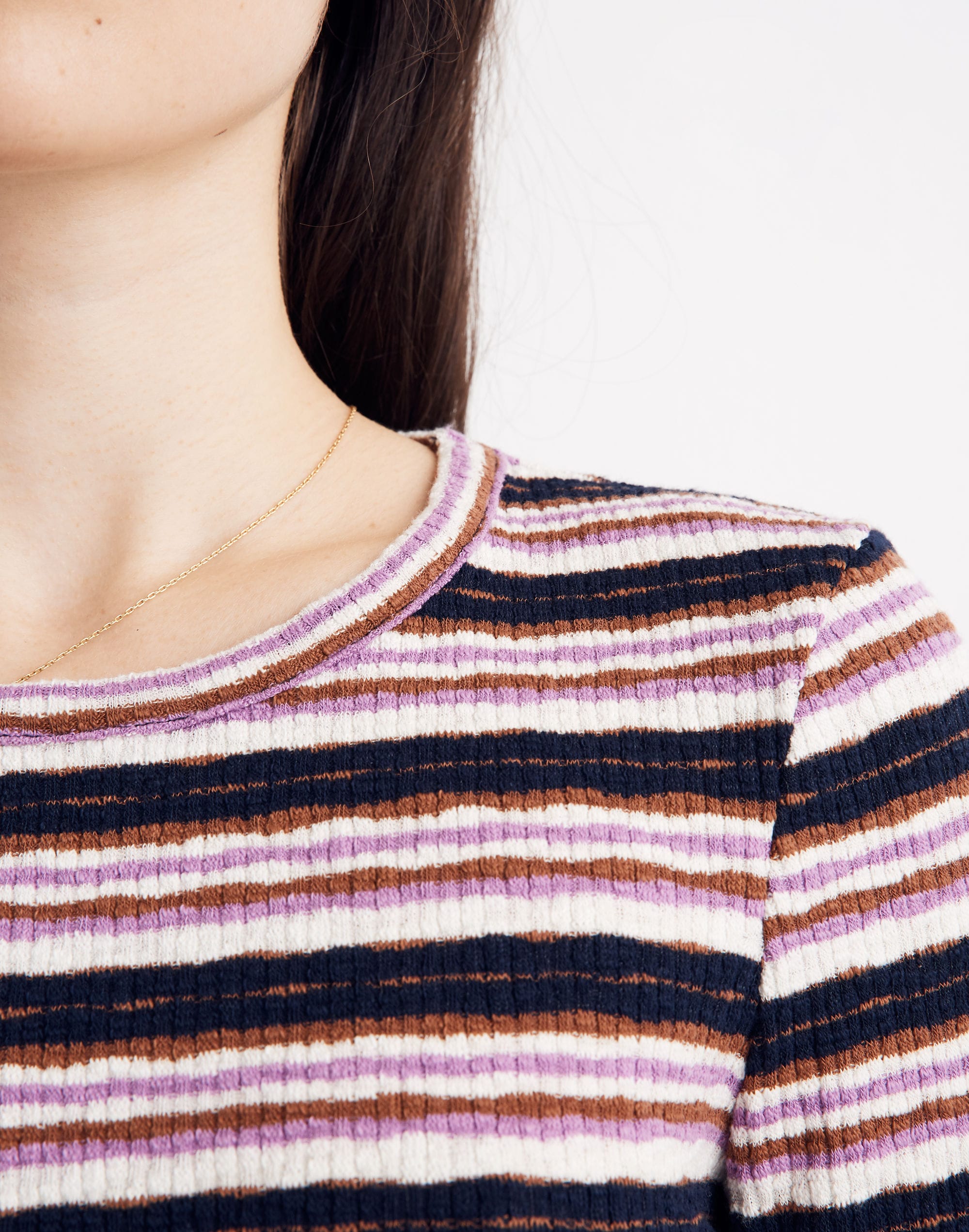 Button-Sleeve Tee in Elsie Stripe