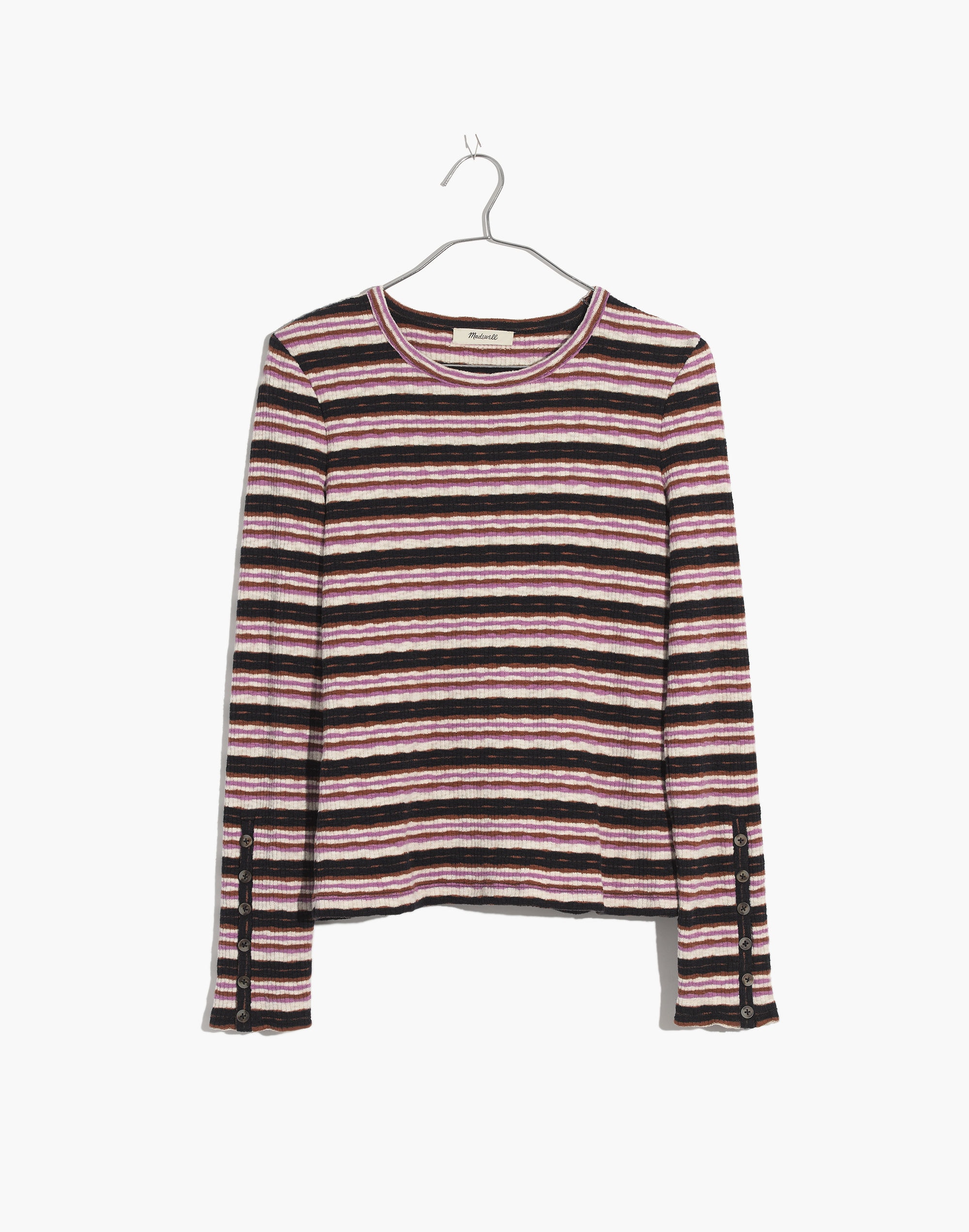 Button-Sleeve Tee in Elsie Stripe