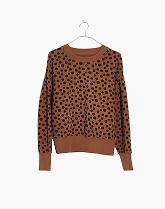  Pleat-Sleeve Sweatshirt in Leopard Dot