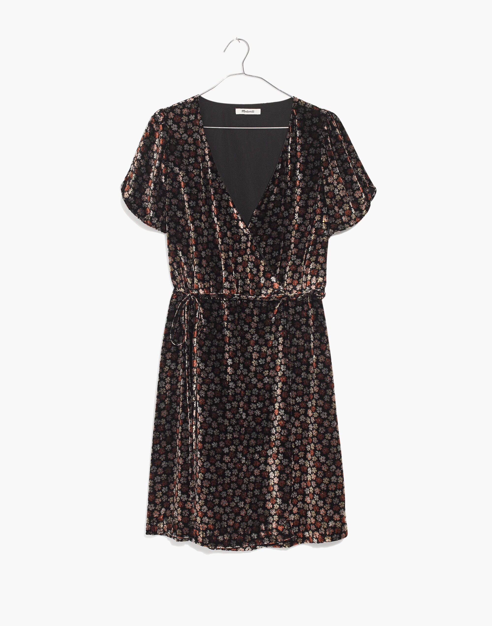 Velvet Wrap Dress in Petite Blooms