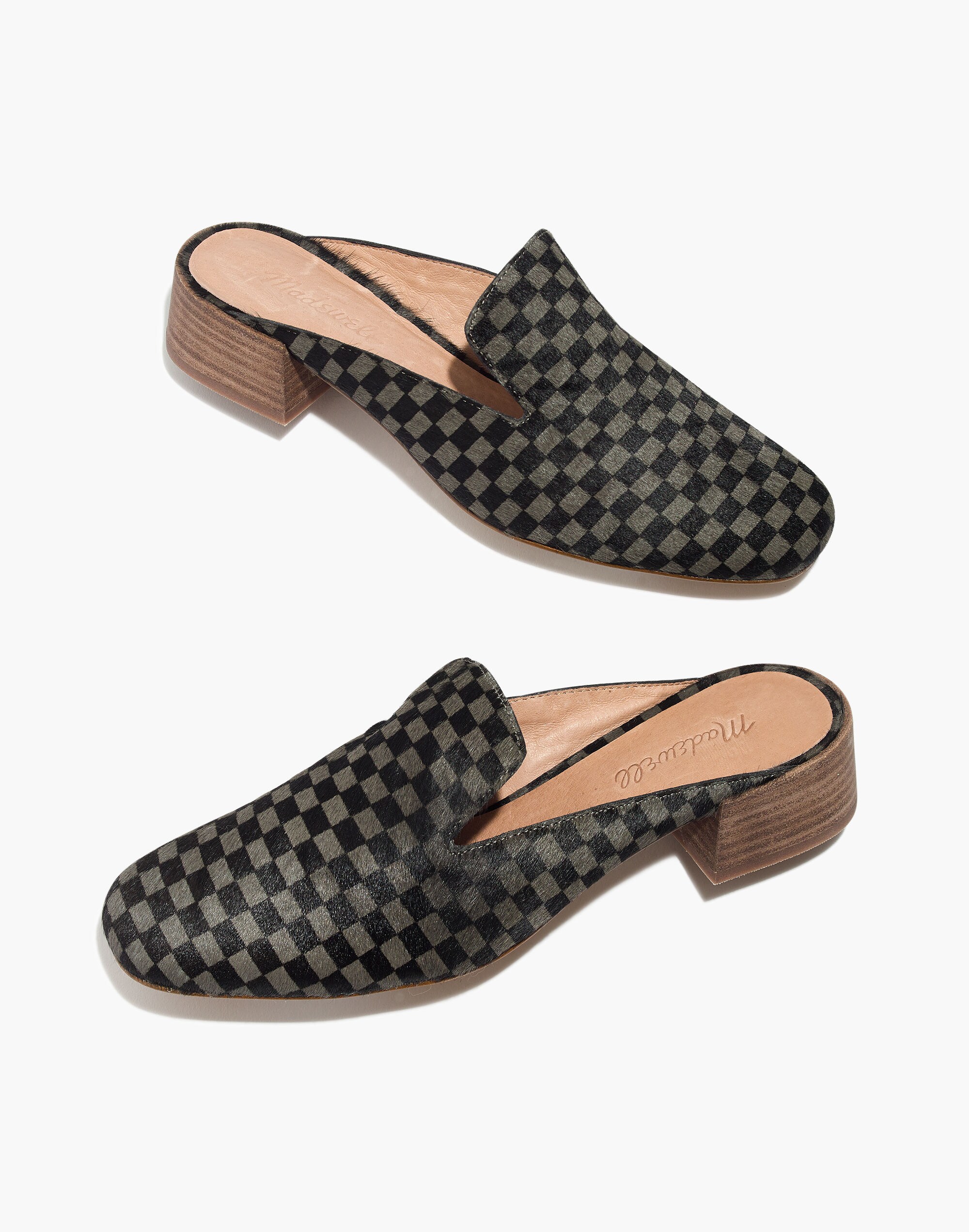 The Willa Loafer Mule in Checkerboard Calf Hair