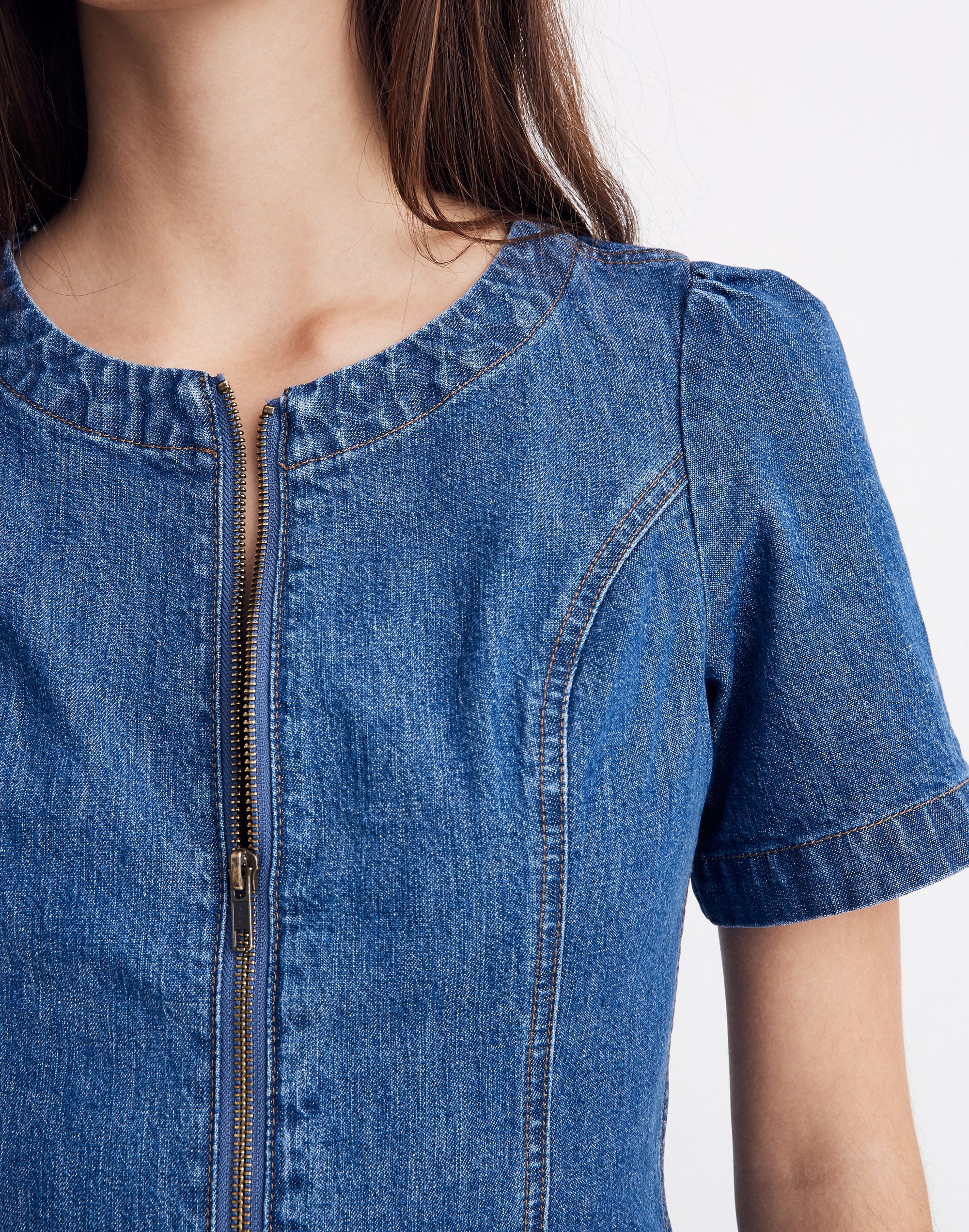 Denim A-line Zip Dress
