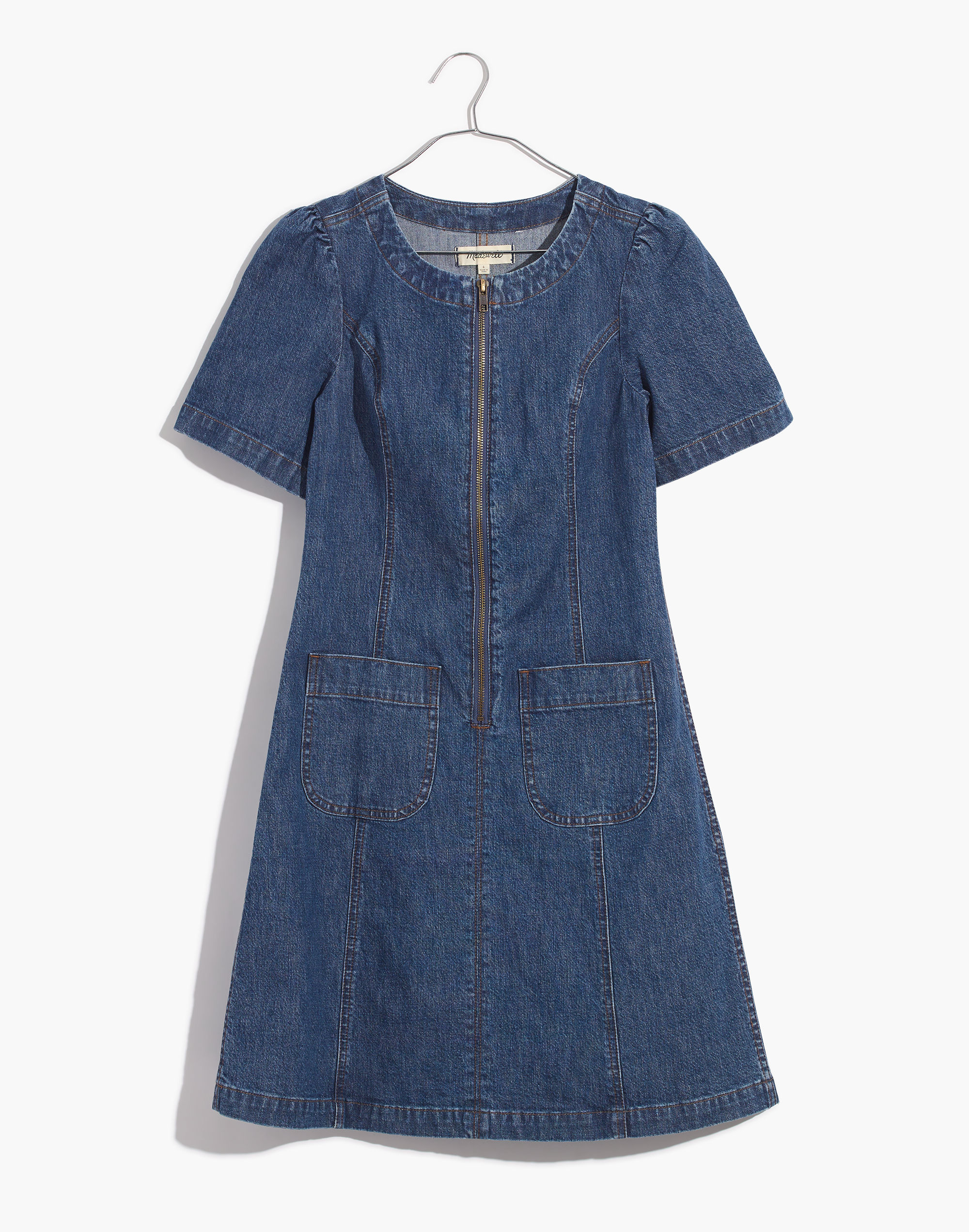 Denim A-line Zip Dress