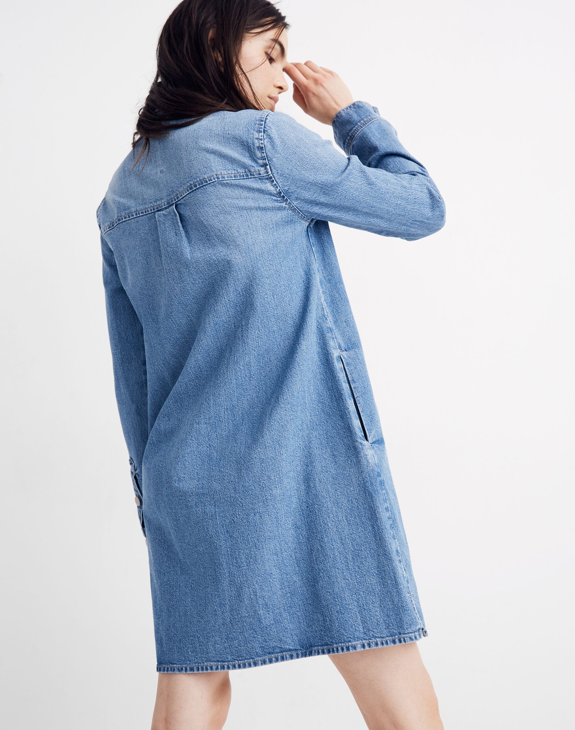 Denim Zip-Front Shirtdress