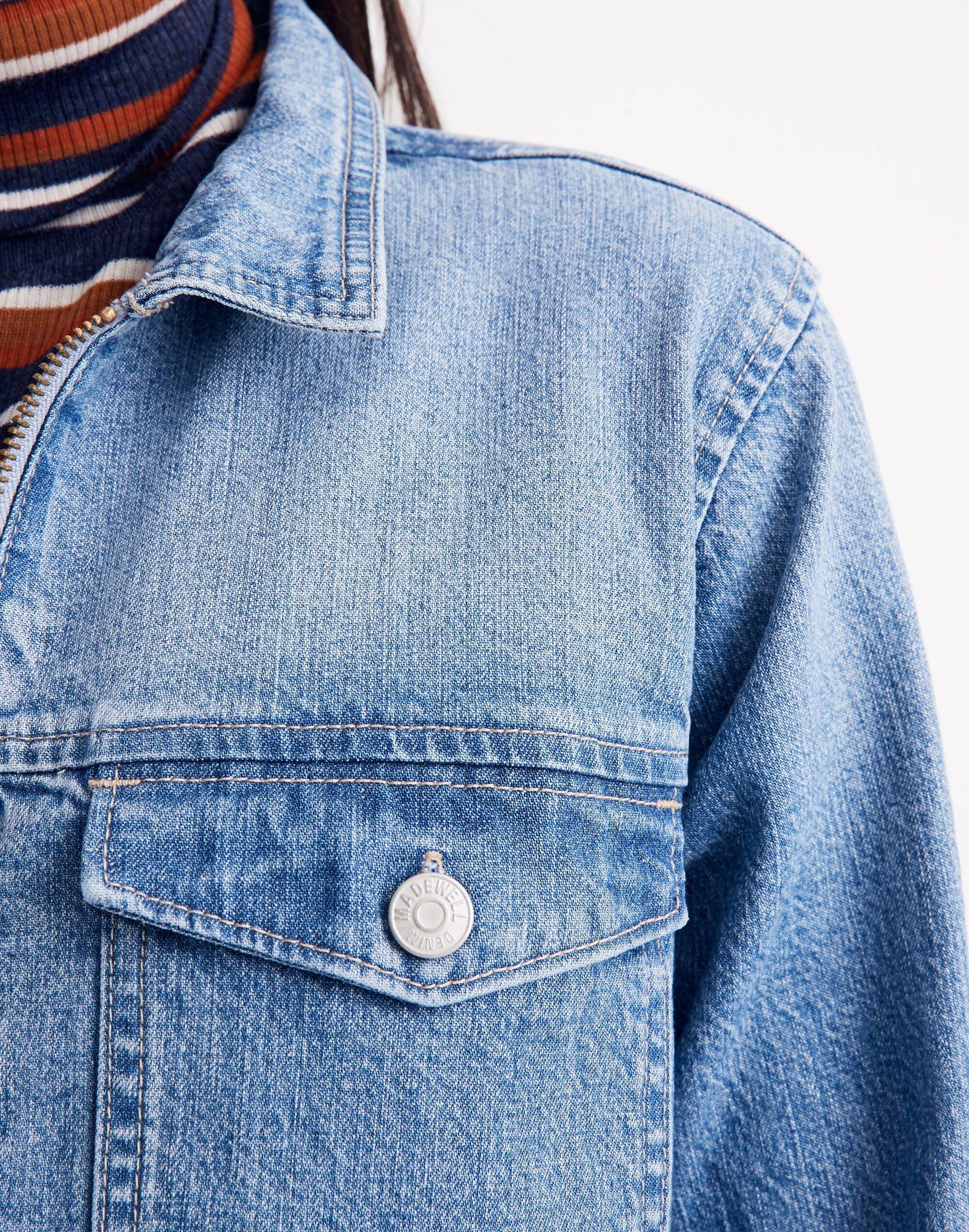 Denim Zip-Front Shirtdress