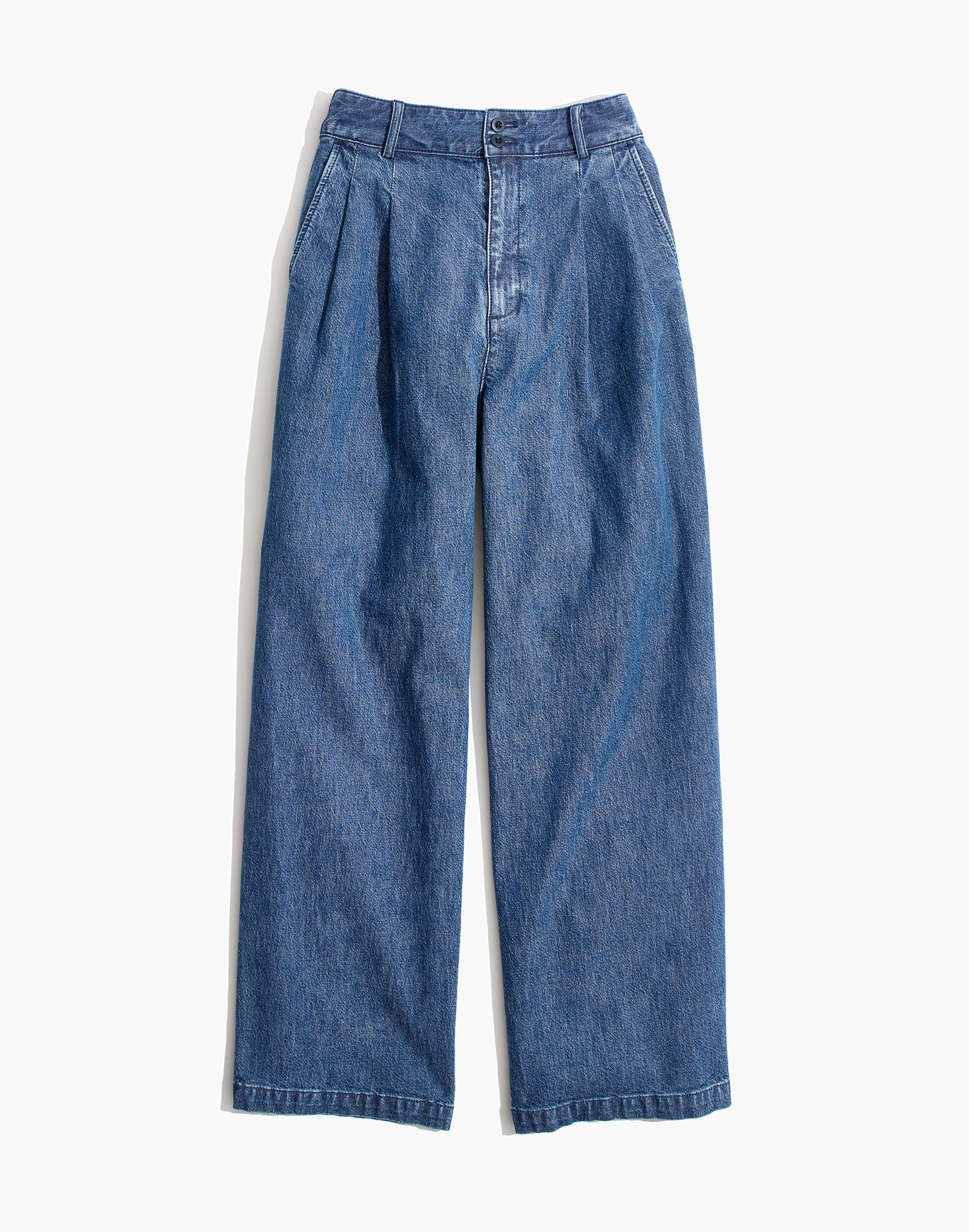 Pleated Wide-Leg Jeans