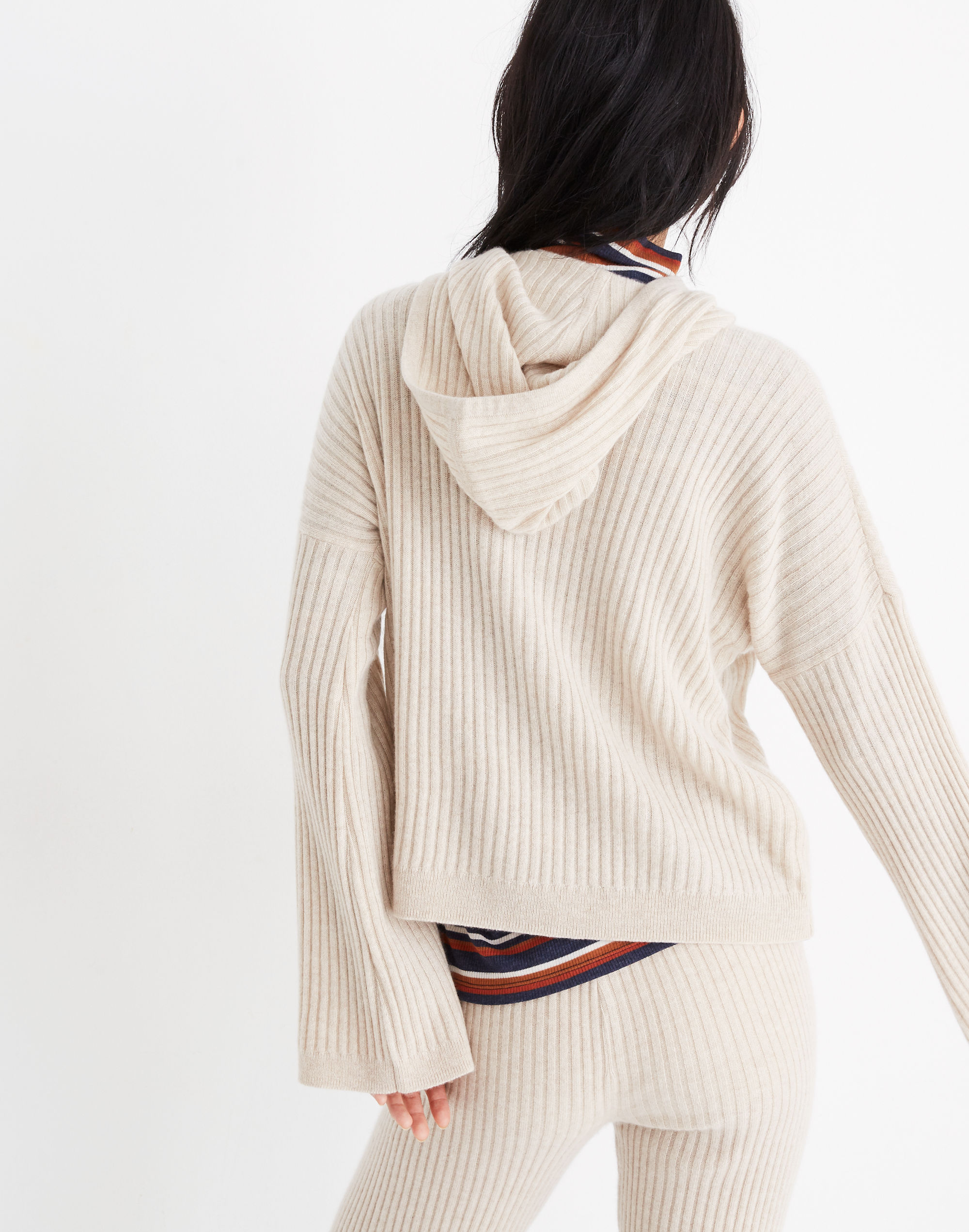Cashmere Ribbed Hoodie Sweater