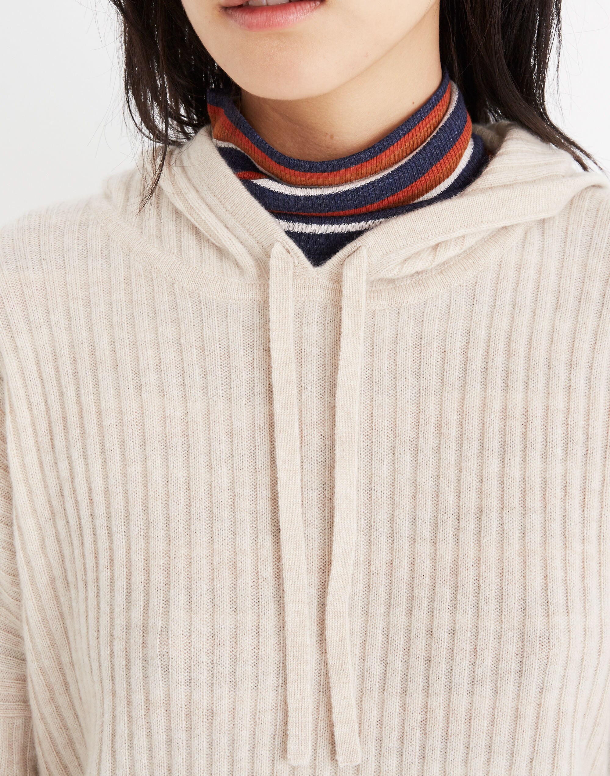 Cashmere Ribbed Hoodie Sweater