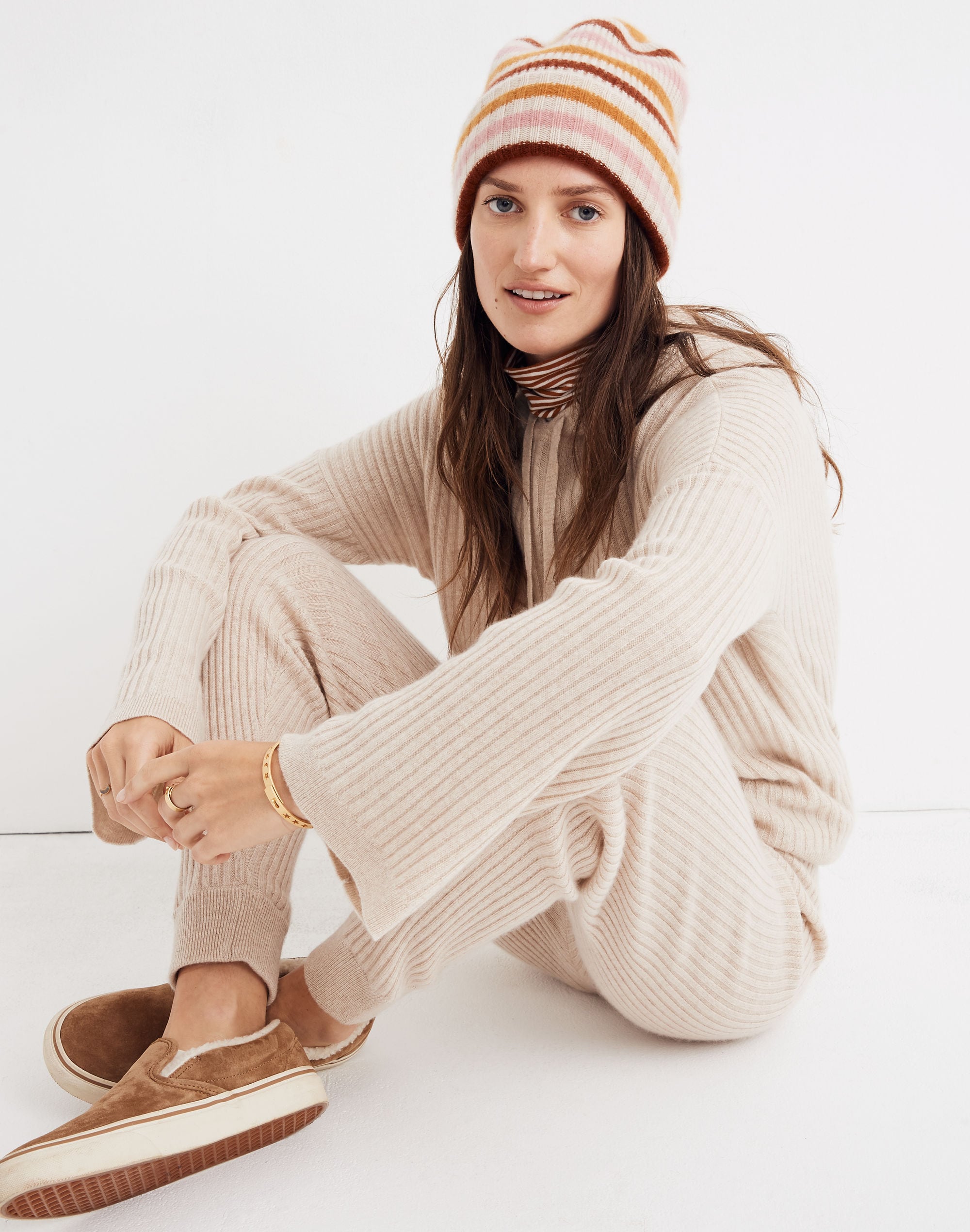 Cashmere Ribbed Jogger Pants