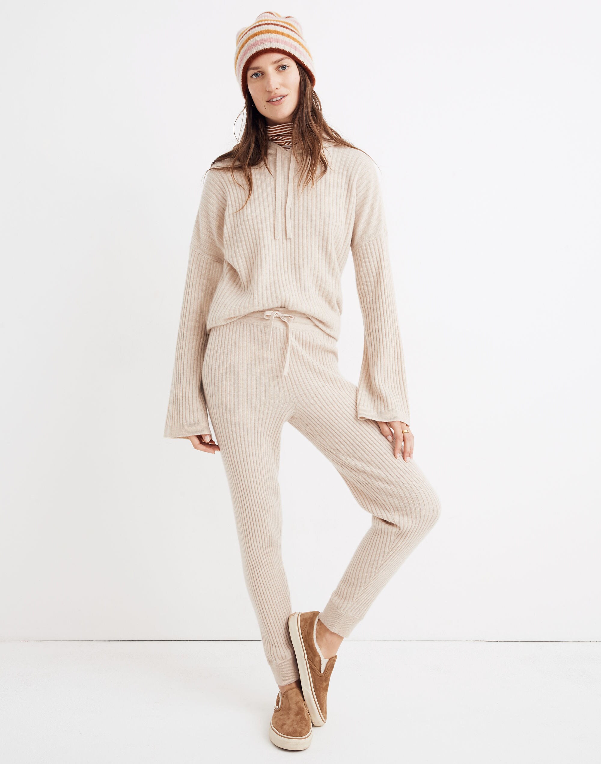 Cashmere Ribbed Jogger Pants