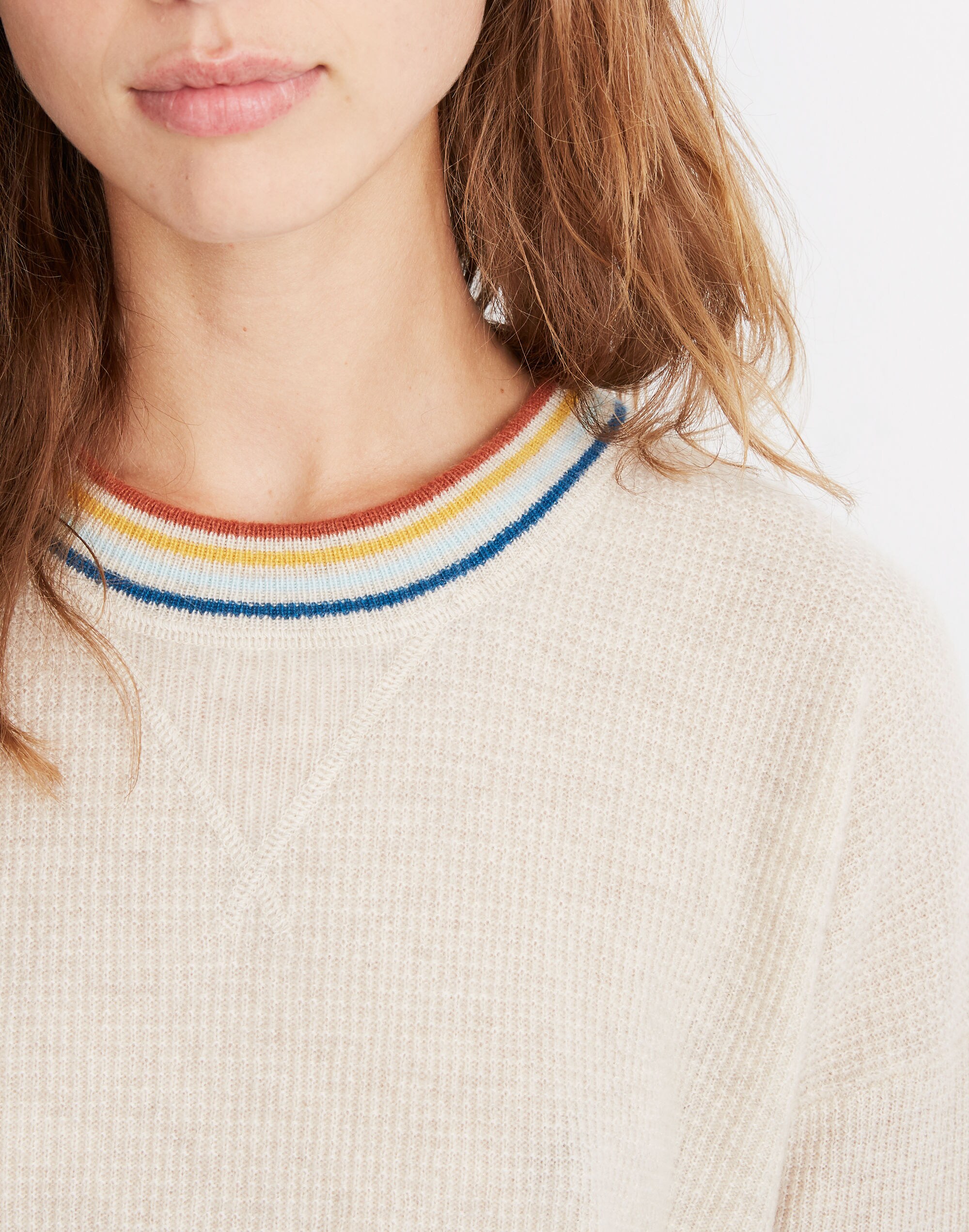 Rainbow-Trim Cashmere Sweatshirt