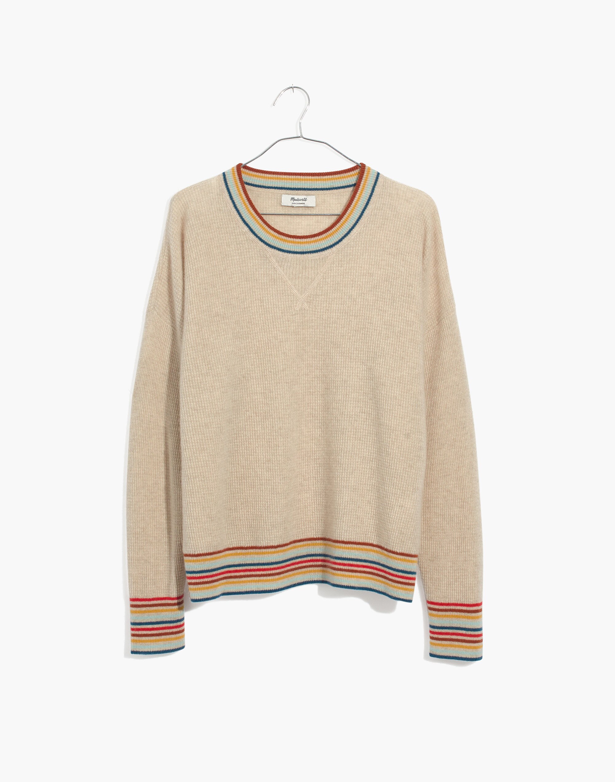 Rainbow-Trim Cashmere Sweatshirt