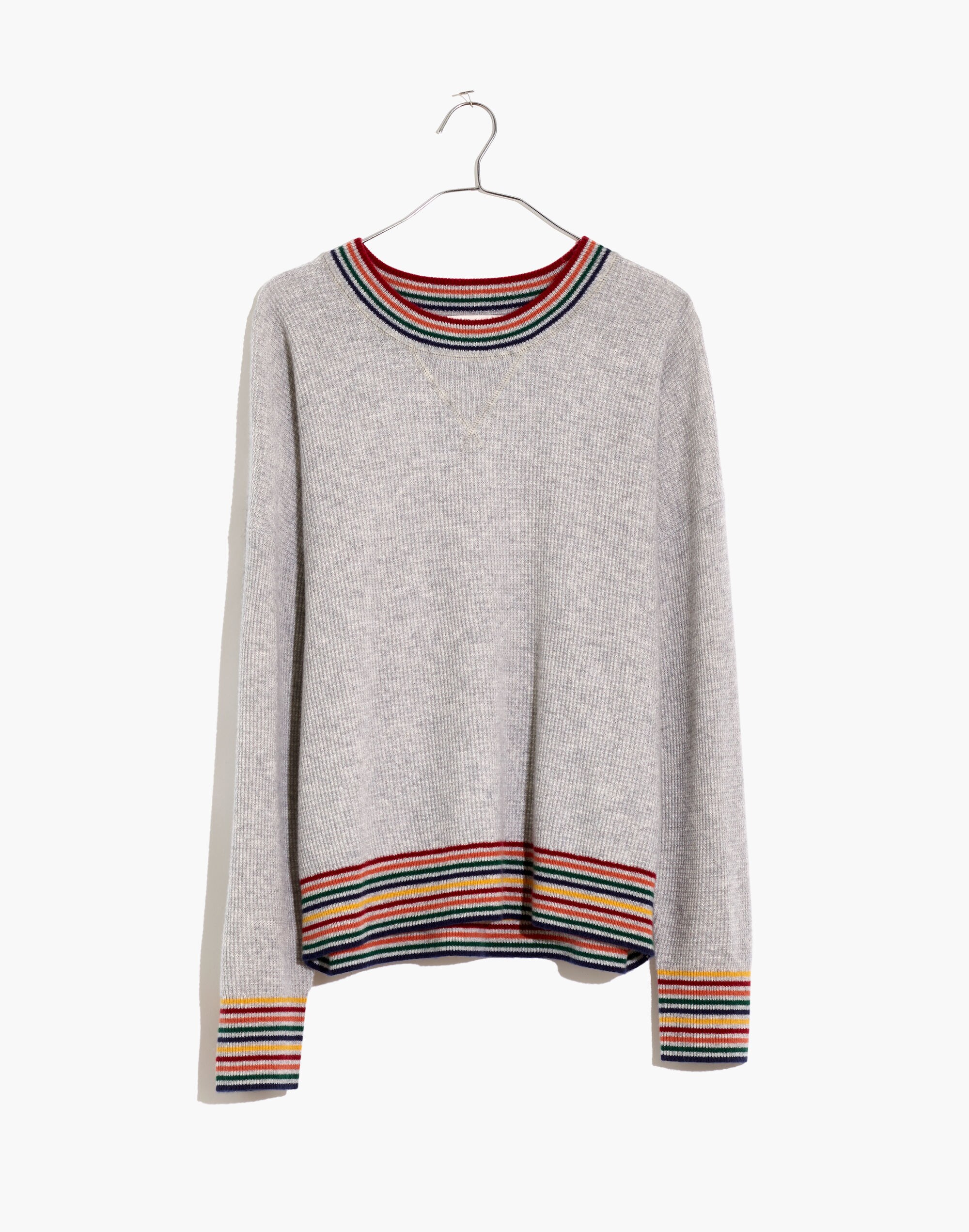 Rainbow-Trim Cashmere Sweatshirt