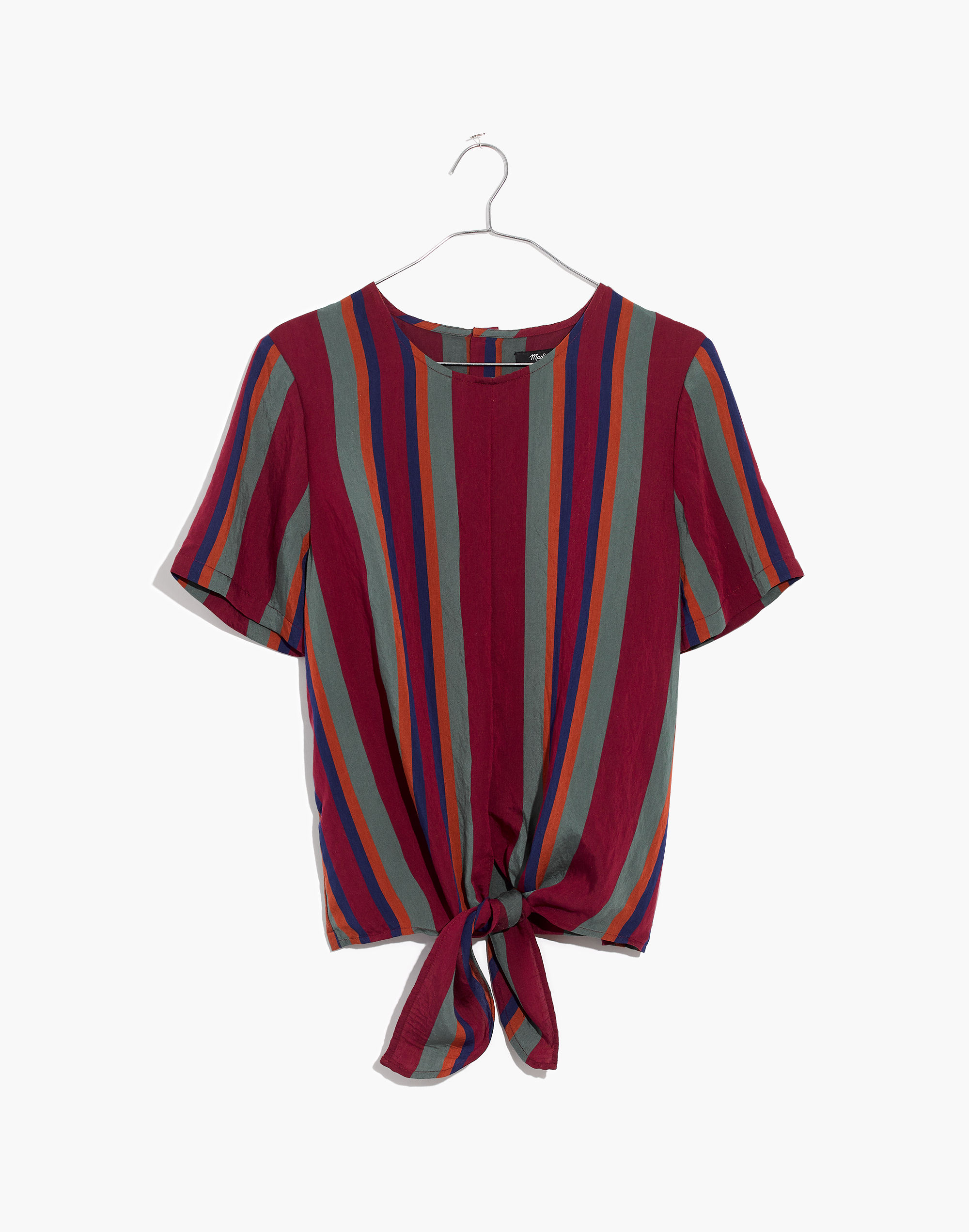 Button-Back Tie Tee in Rosalinda Stripe
