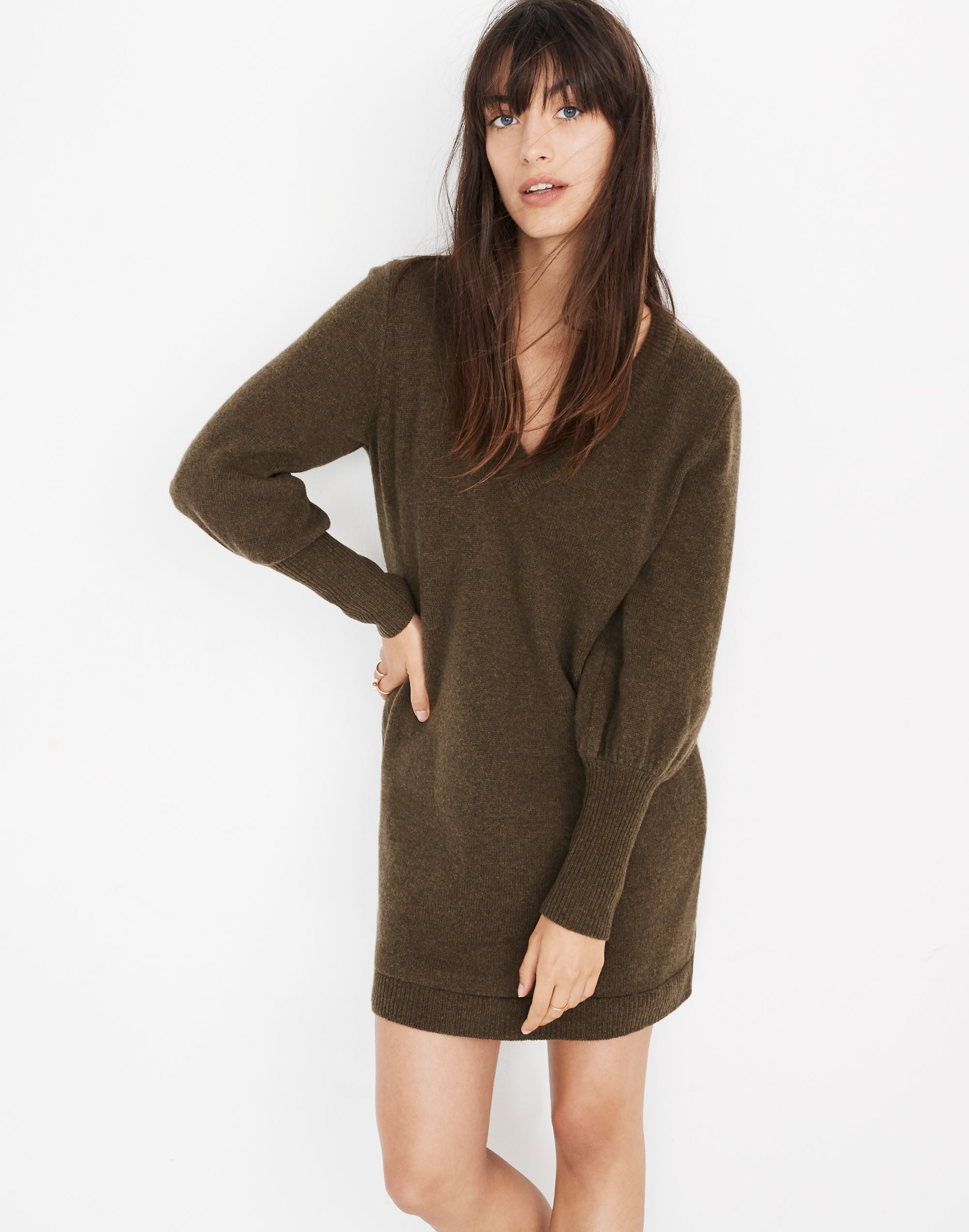 Bubble-Sleeve Sweater-Dress