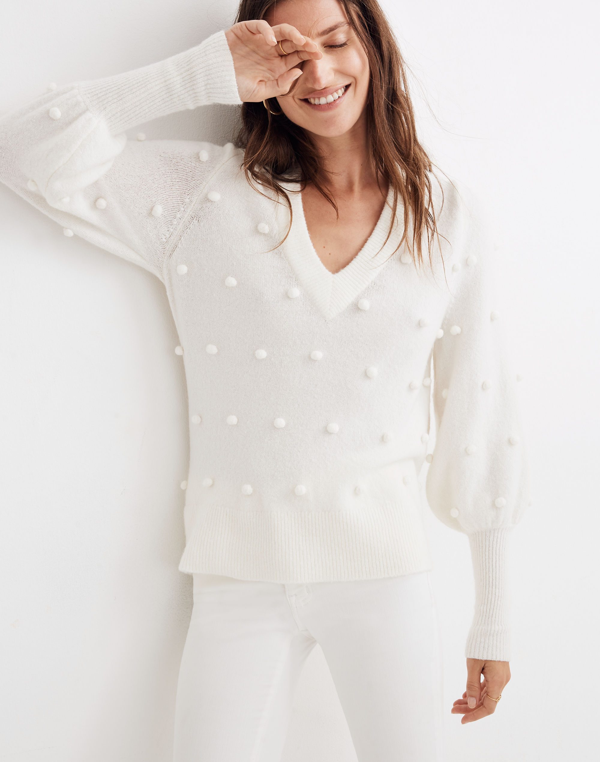 Bobble Dashwood V-Neck Sweater in Coziest Yarn