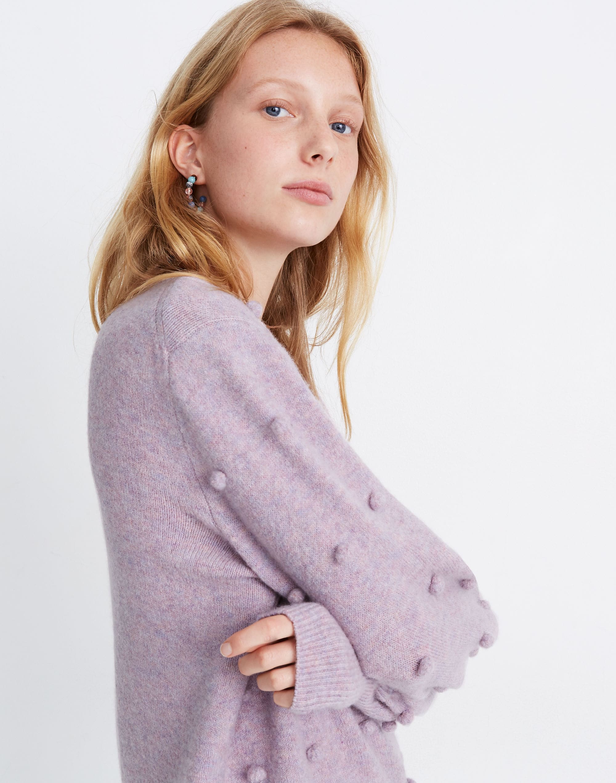 Bobble Dashwood V-Neck Sweater in Coziest Yarn