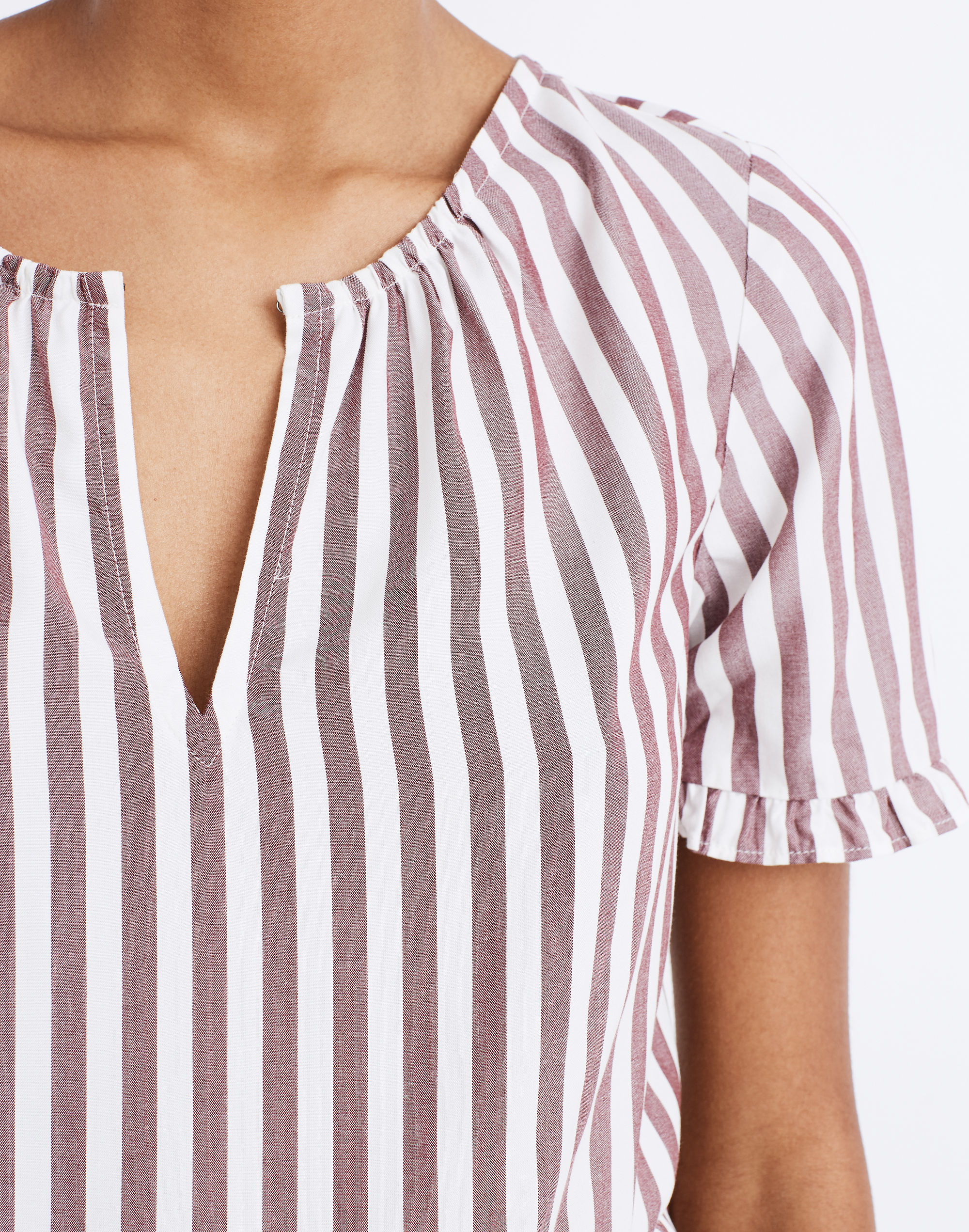 Stanza Ruffle-Hem Top in Stripe