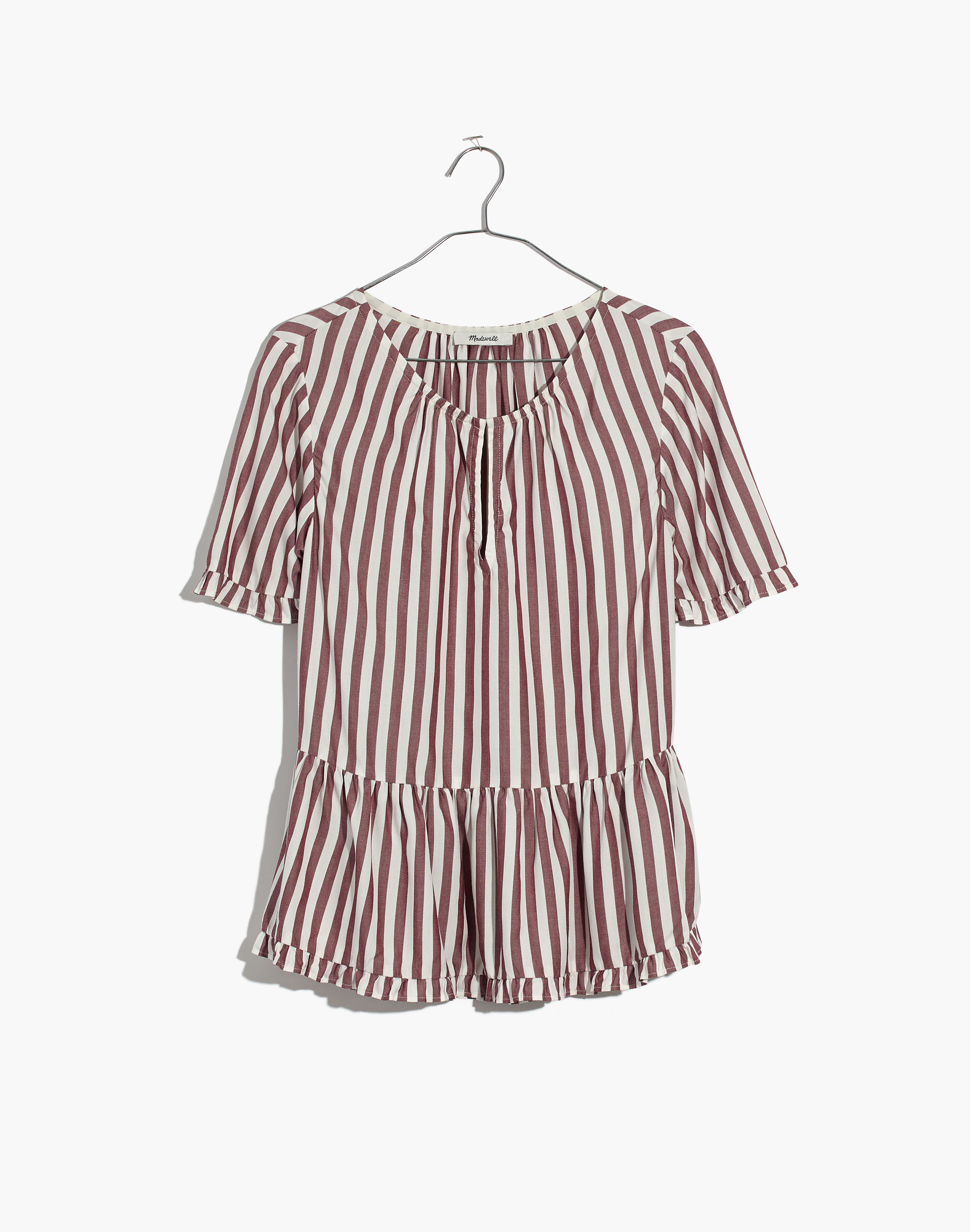 Stanza Ruffle-Hem Top in Stripe