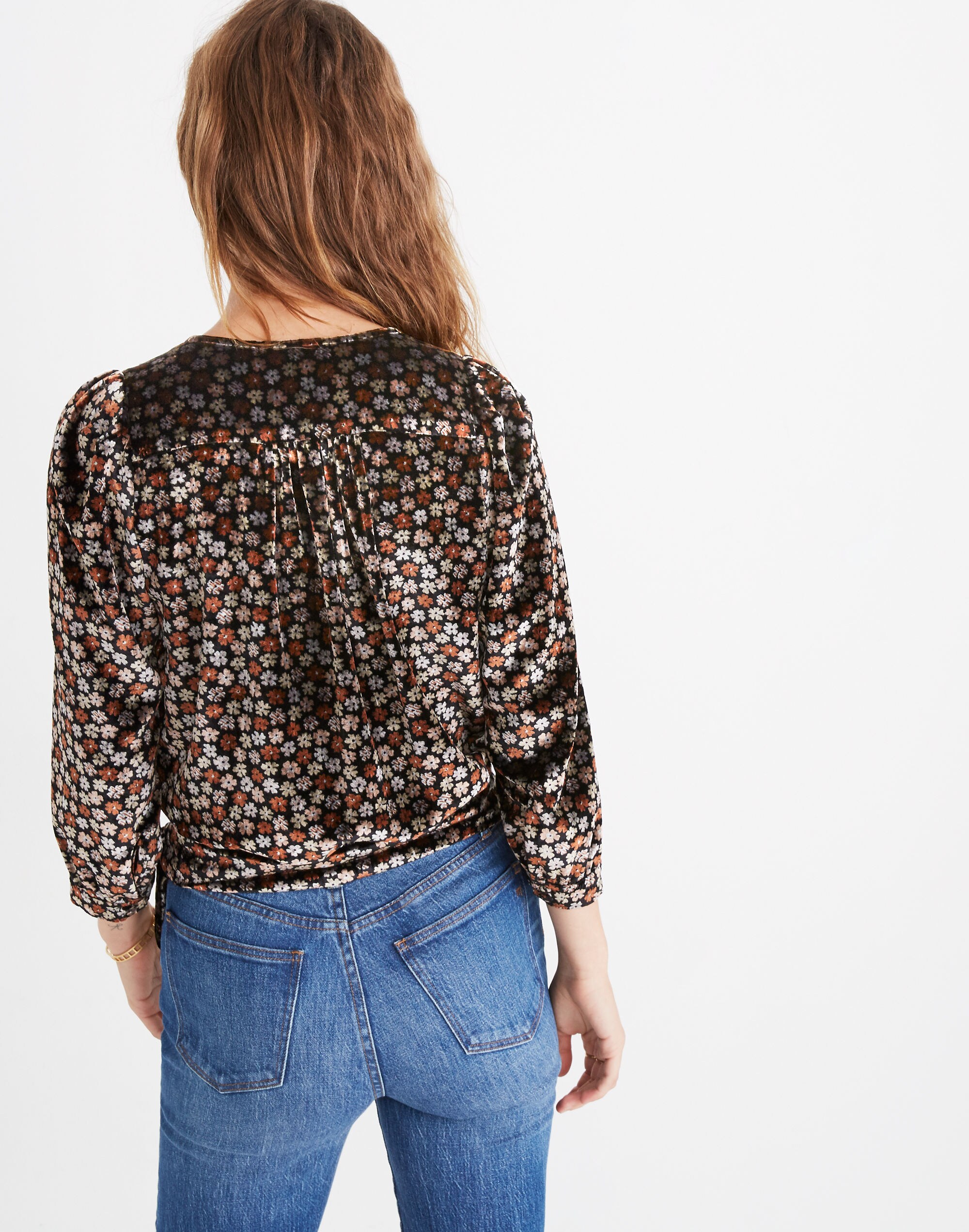 Velvet Wrap Top in Petite Blooms