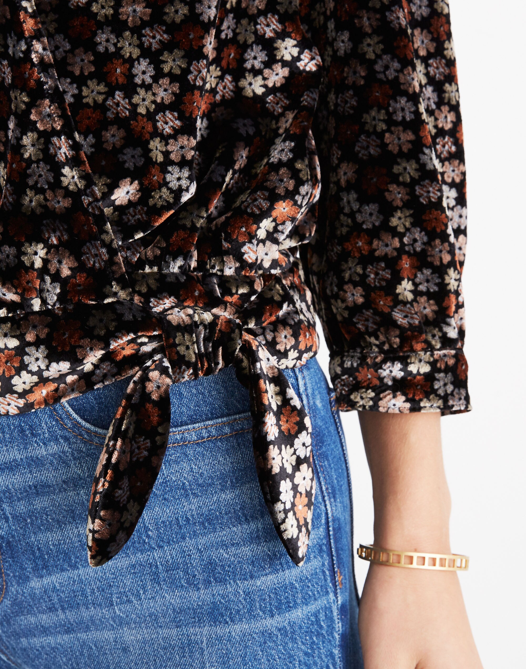 Velvet Wrap Top in Petite Blooms