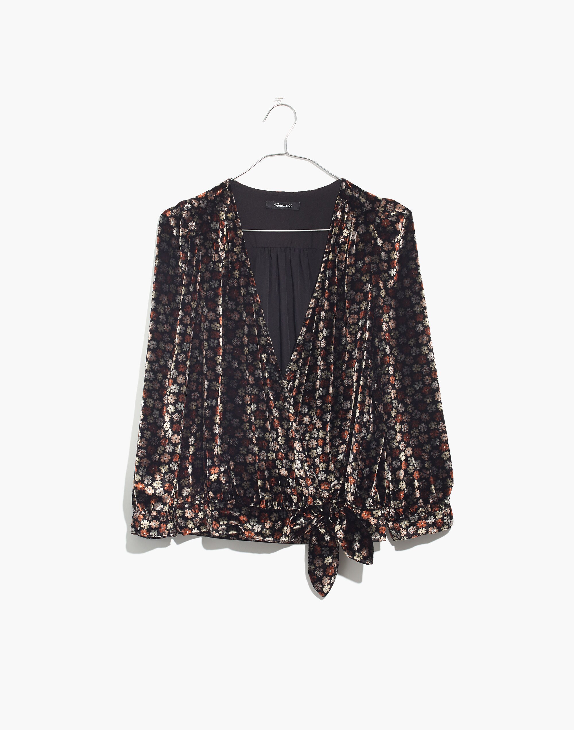 Velvet Wrap Top in Petite Blooms