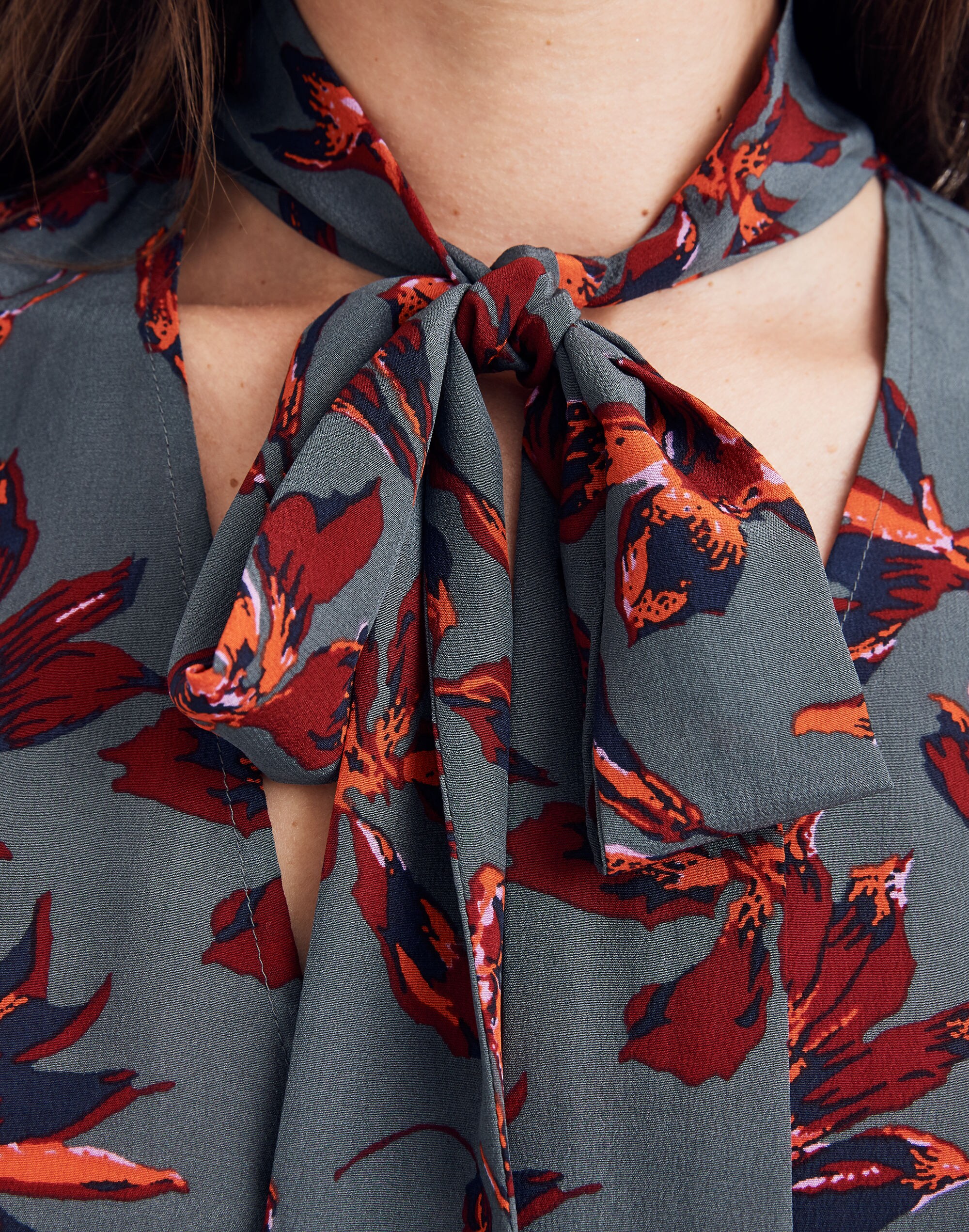 Silk Tie-Neck Wrap Top in Winter Orchid